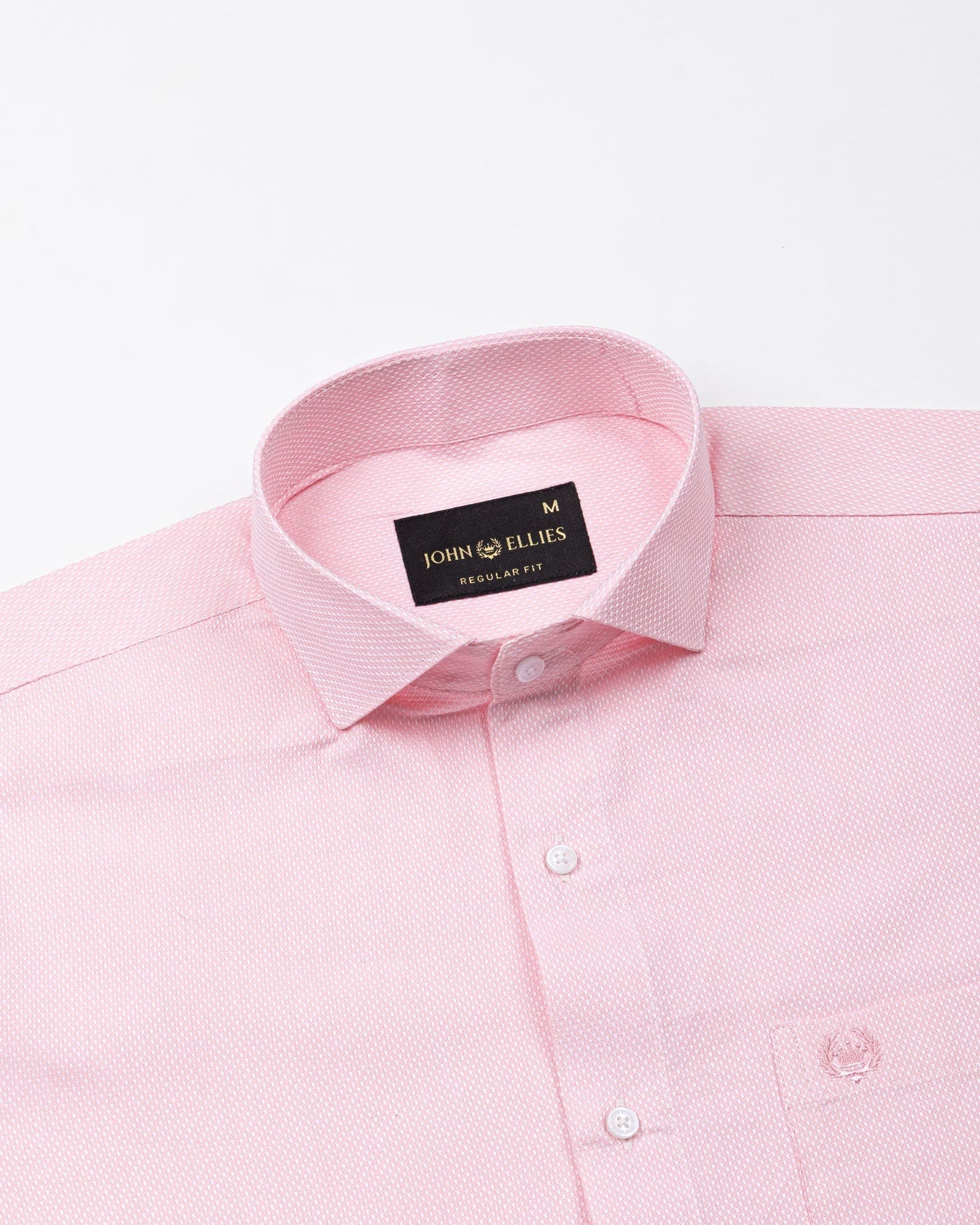 Fuanto Pink Textured Cutaway Cotton Shirt