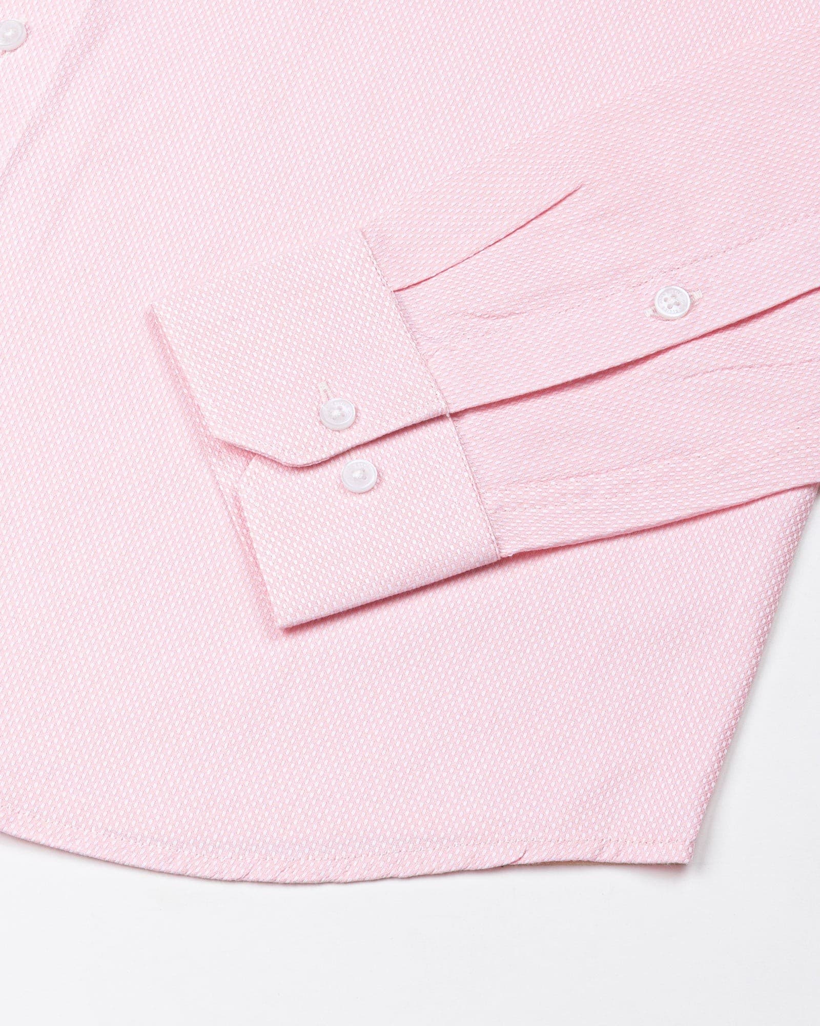 Fuanto Pink Textured Cutaway Cotton Shirt