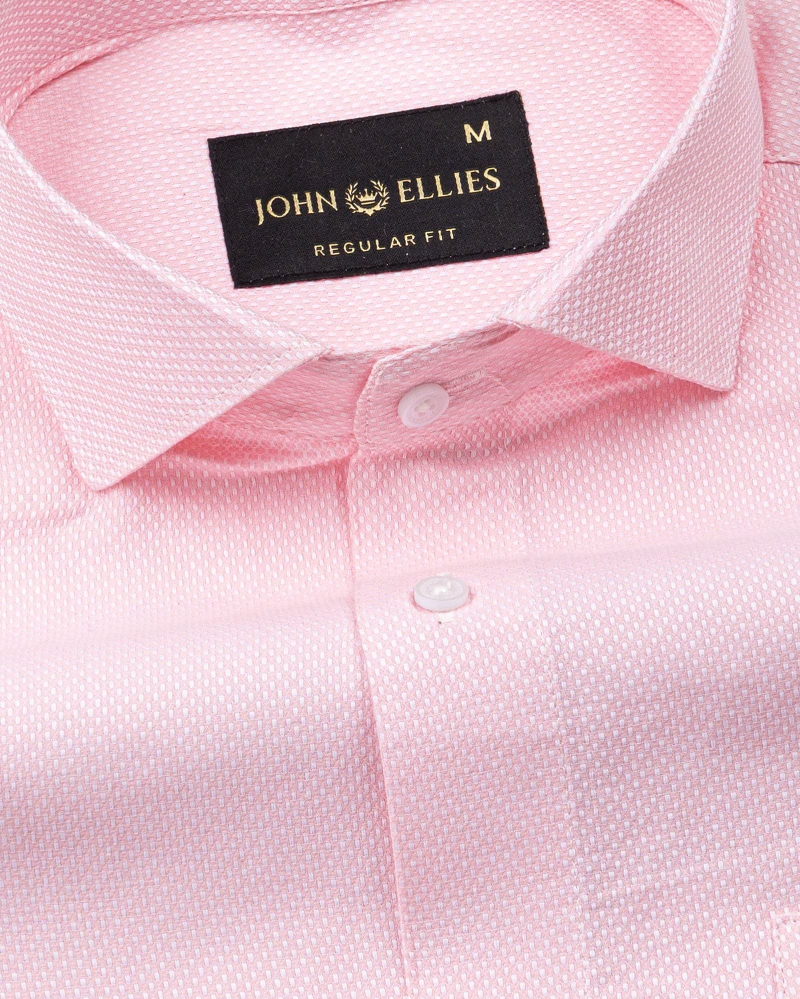 Fuanto Pink Textured Cutaway Cotton Shirt