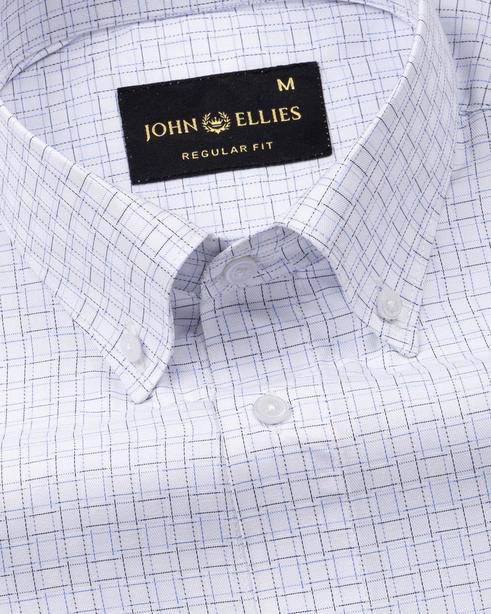 Dushan Blue Check Button Down Textured Cotton Shirt