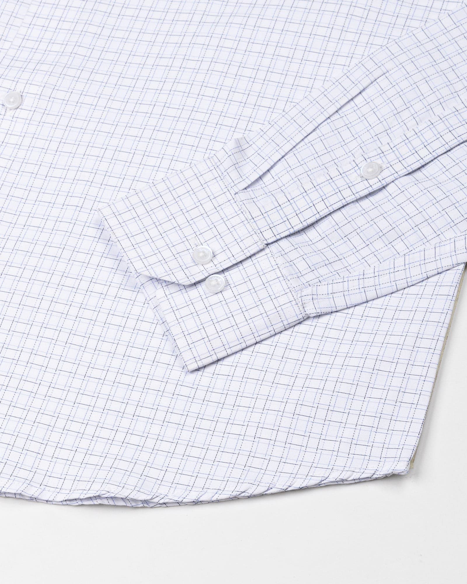 Dushan Blue Check Button Down Textured Cotton Shirt