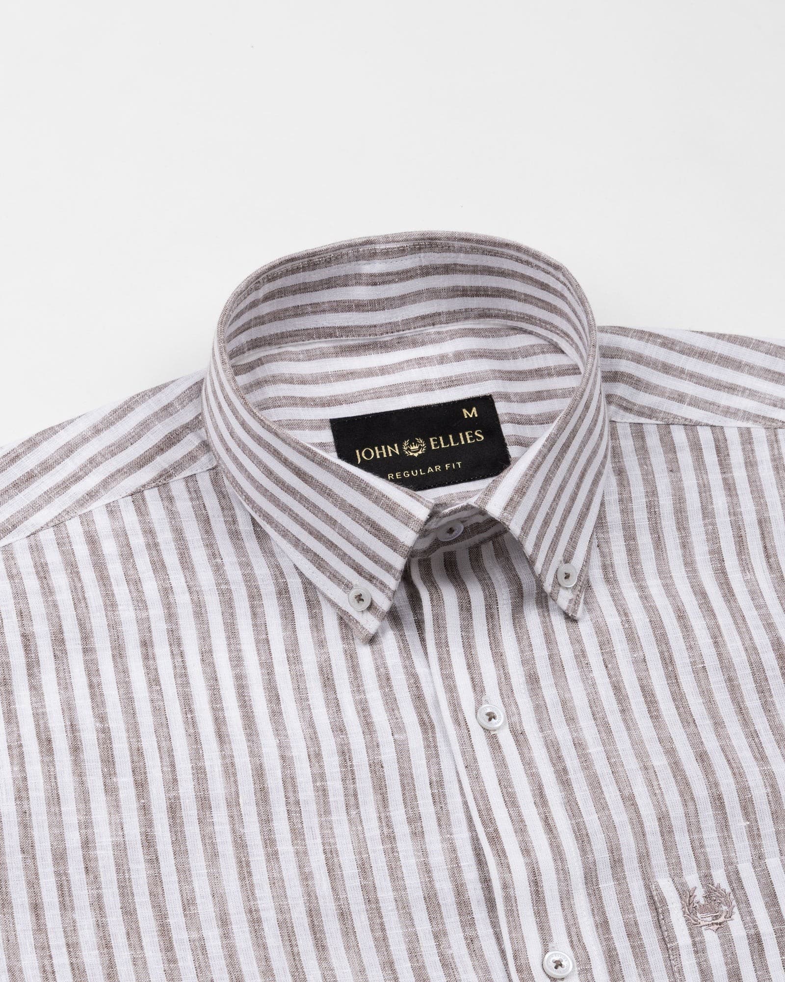 Karsen Brown Strips Button Down Linen Shirt