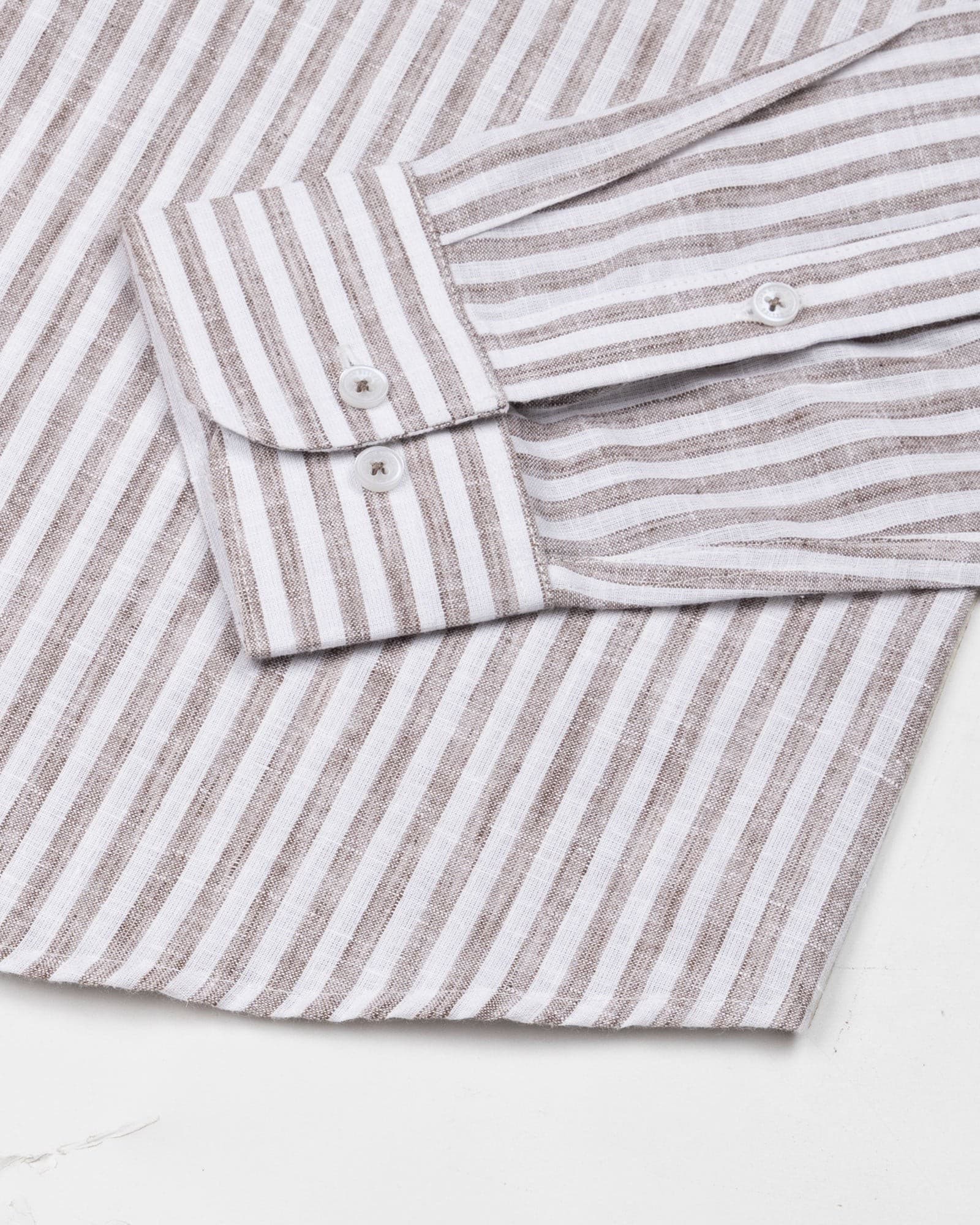 Karsen Brown Strips Button Down Linen Shirt