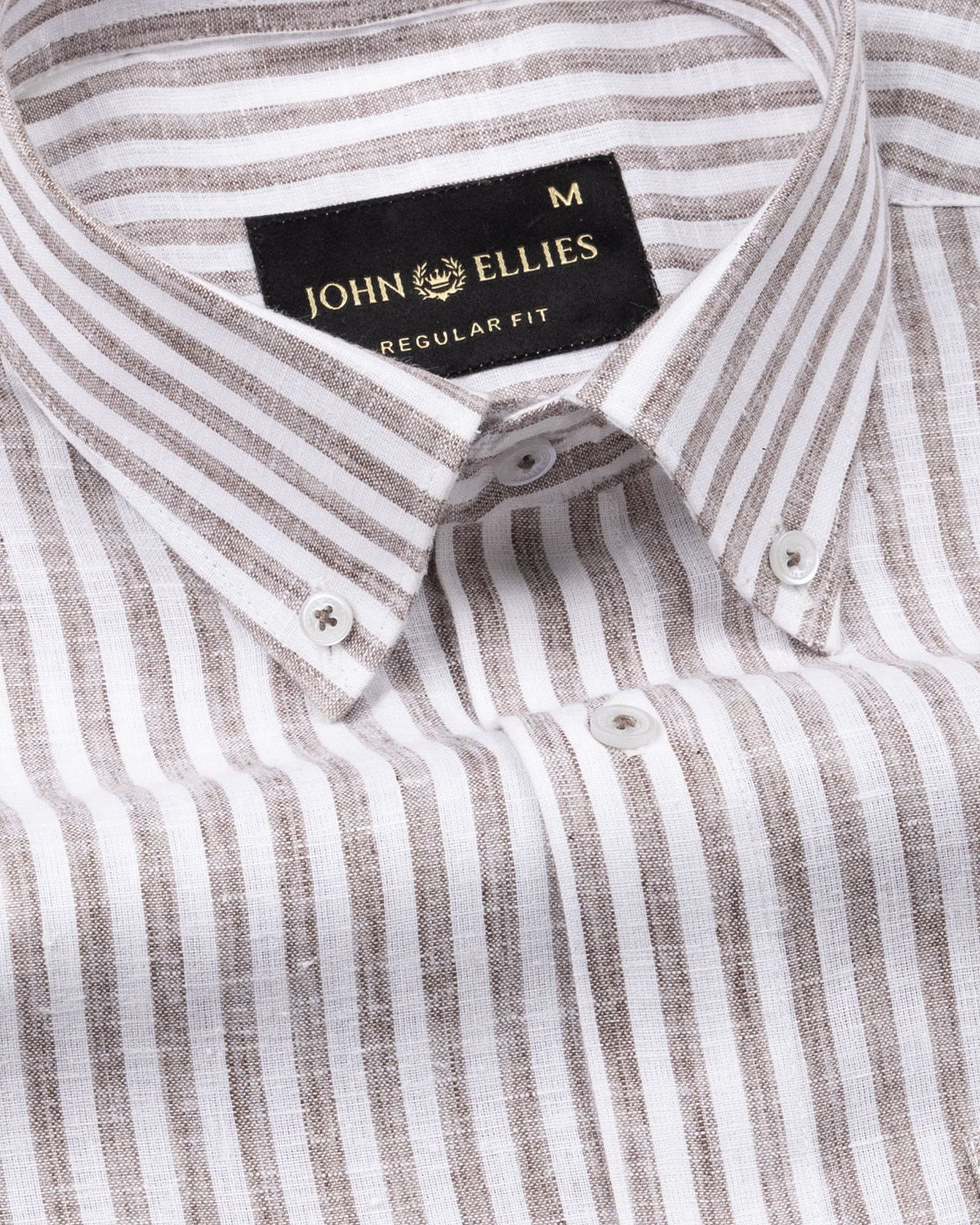 Karsen Brown Strips Button Down Linen Shirt