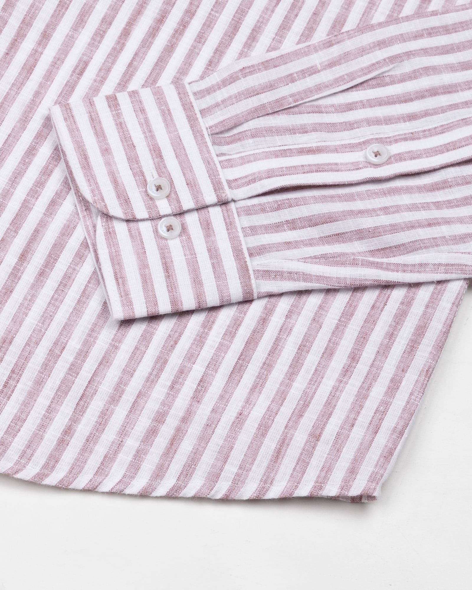 Karsen Maroon Strips Button Down Linen Shirt