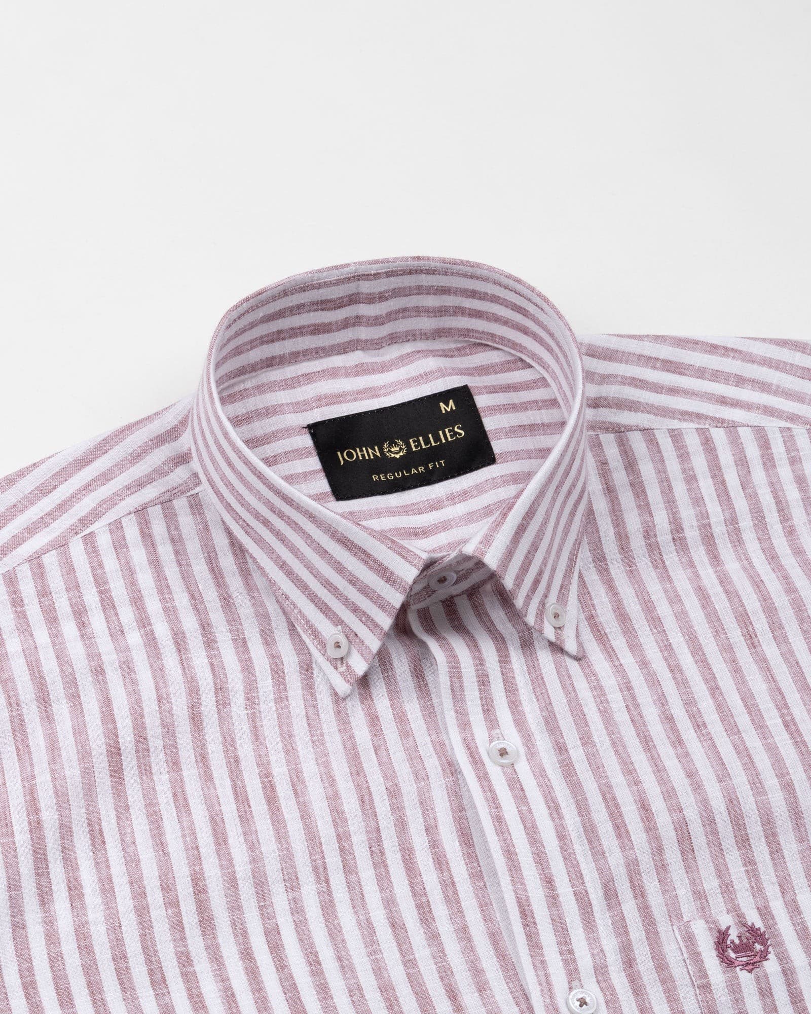 Karsen Maroon Strips Button Down Linen Shirt