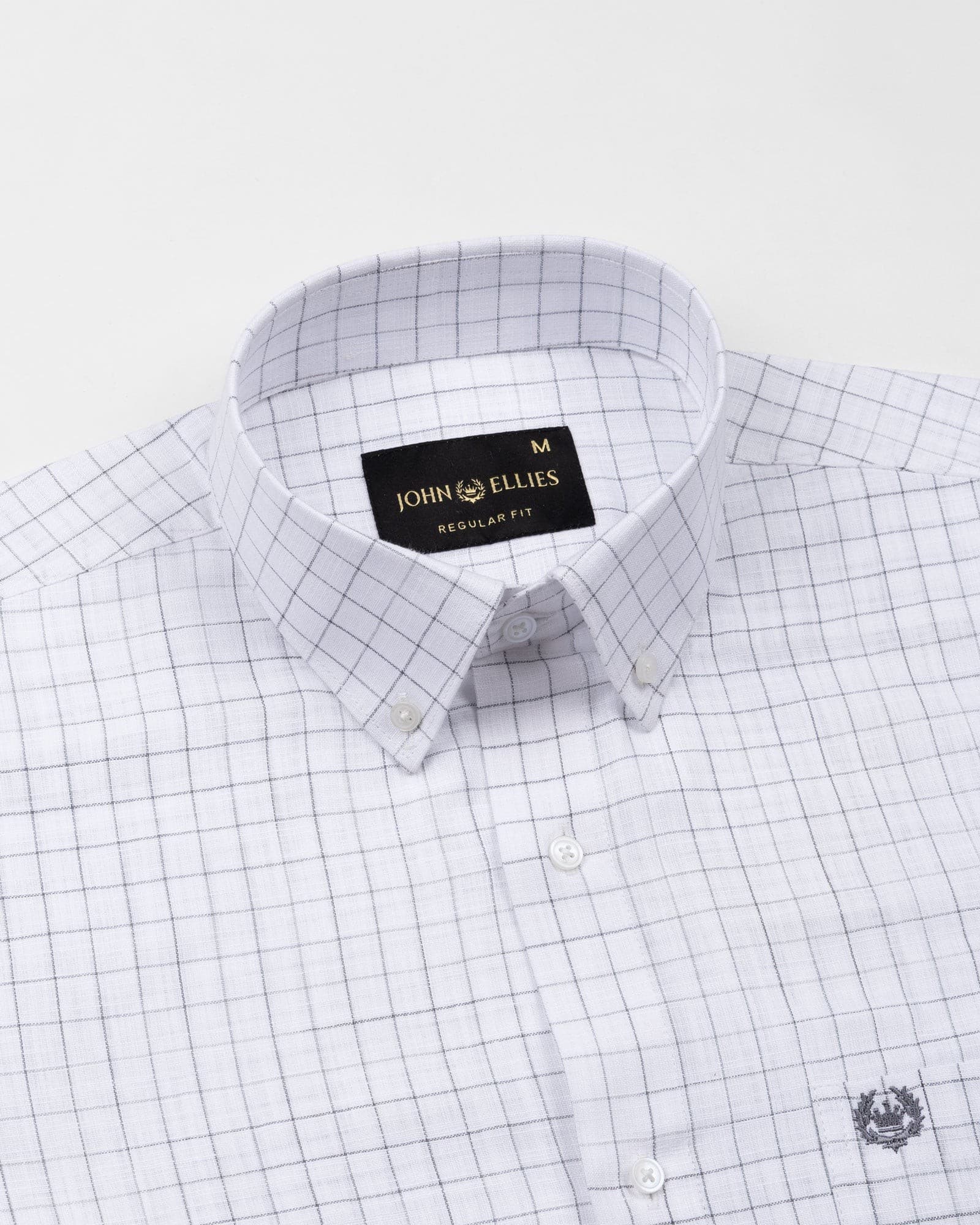 Opal Grey Check Button Down Linen Shirt