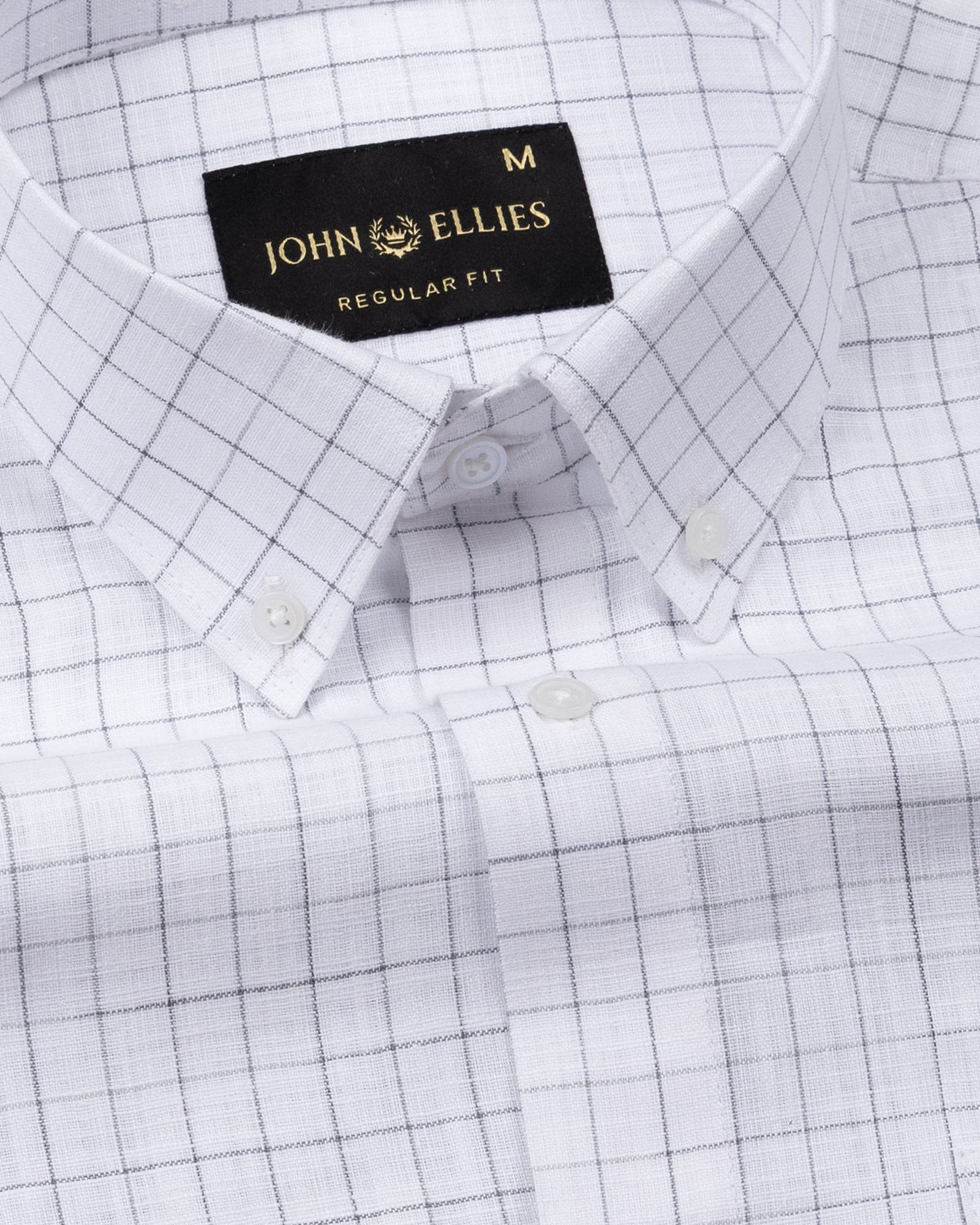 Opal Grey Check Button Down Linen Shirt