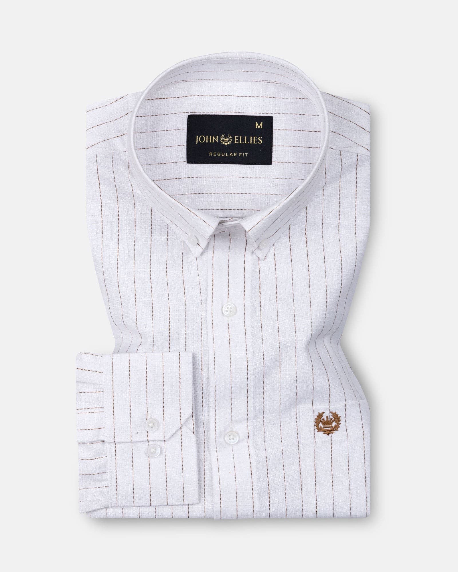 Quack Brown Strips Button Down Linen Shirt
