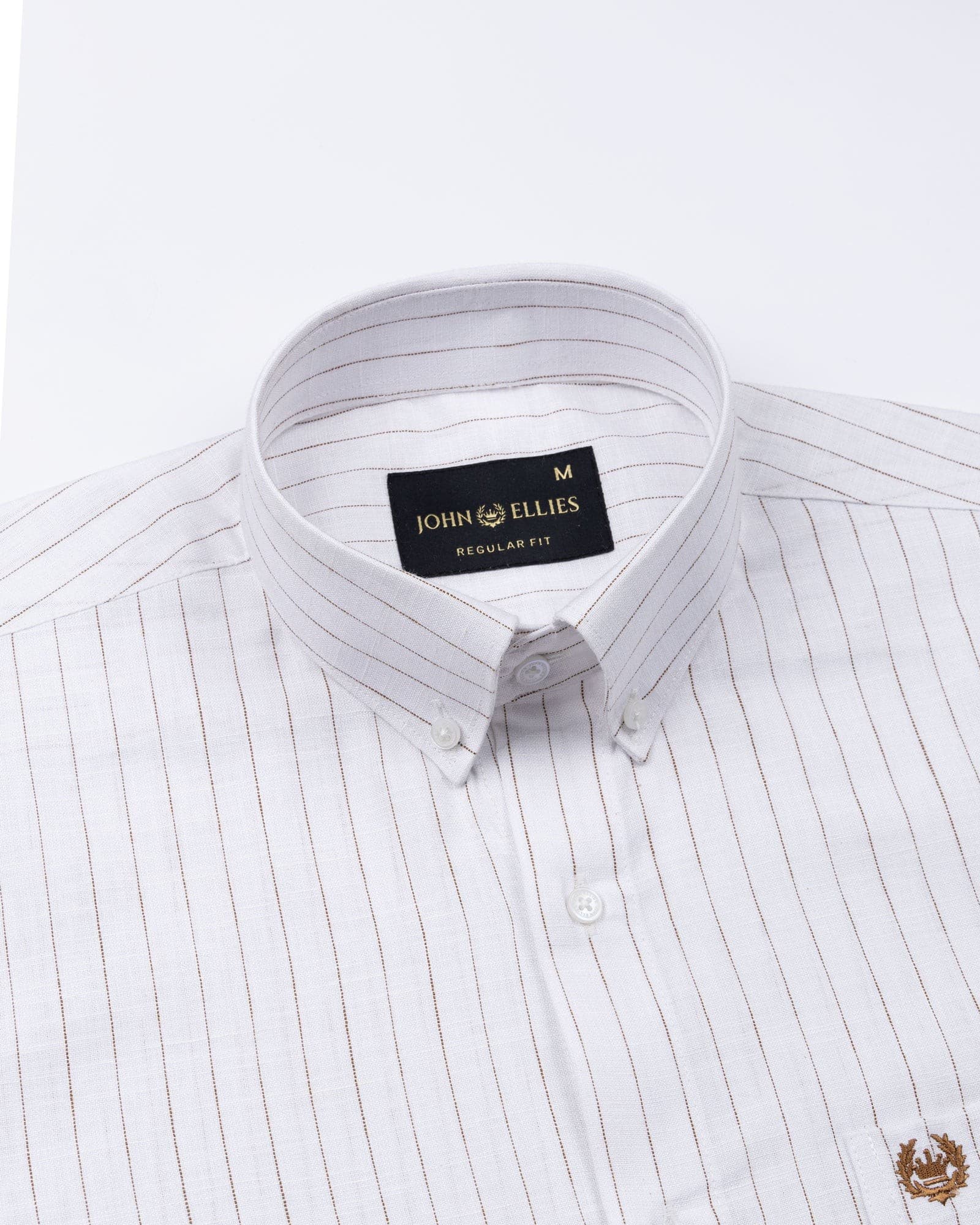 Quack Brown Strips Button Down Linen Shirt