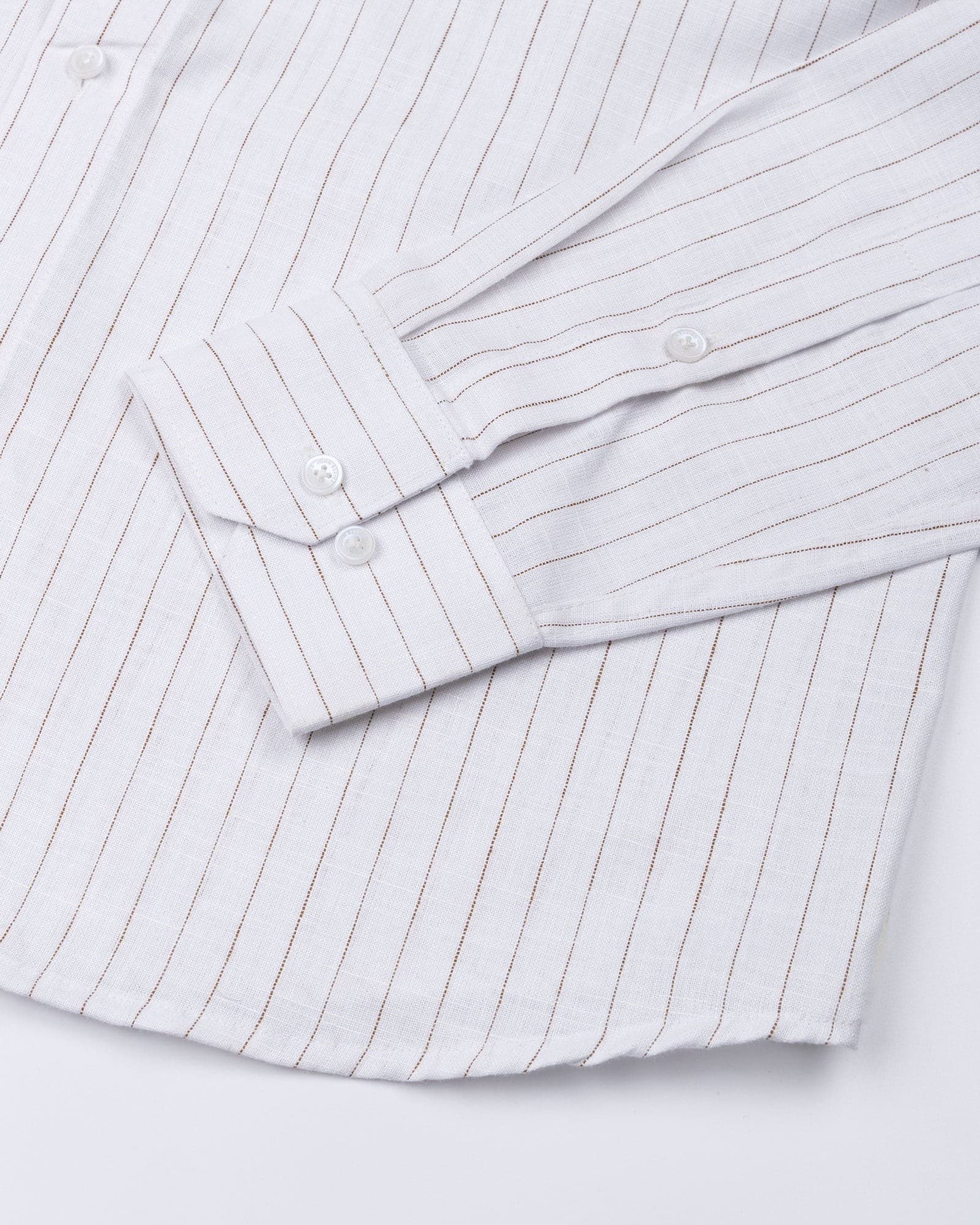 Quack Brown Strips Button Down Linen Shirt