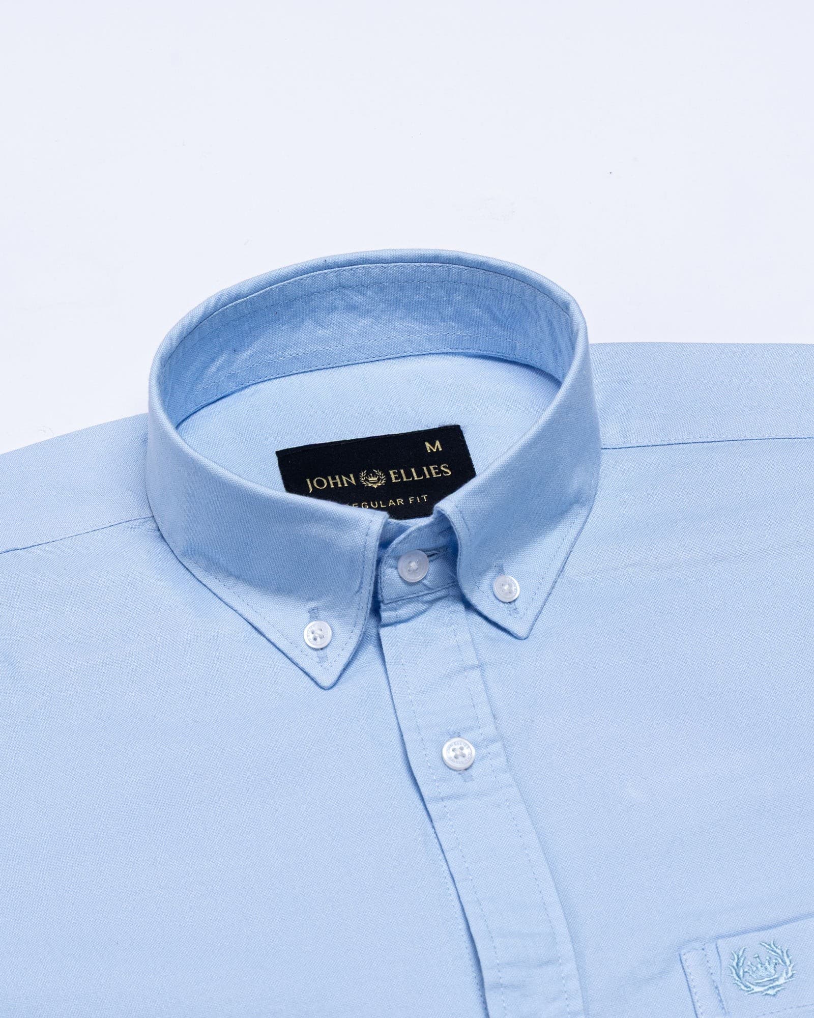 Regent Sky Blue Plain Button Down Oxford Cotton Shirt
