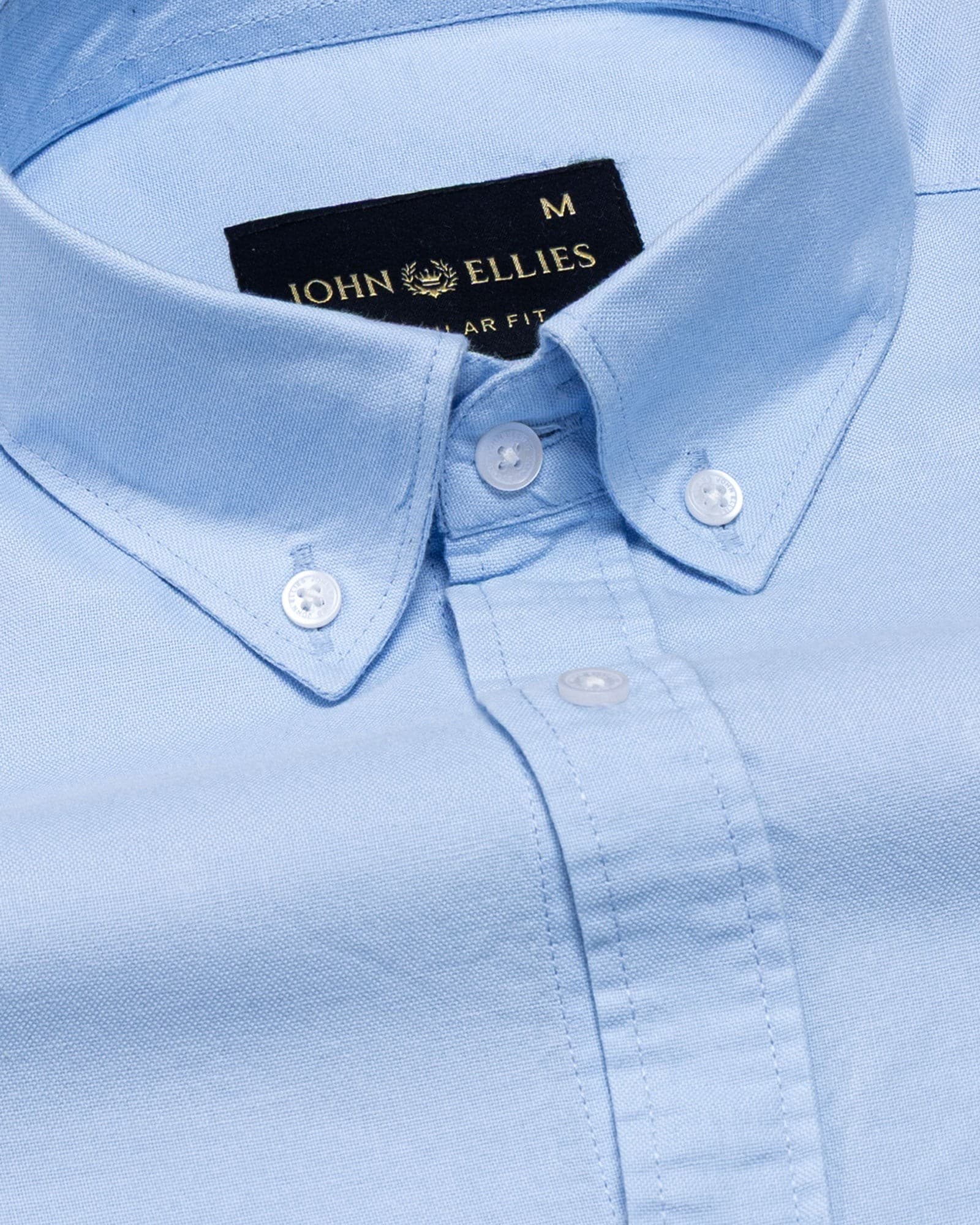 Regent Sky Blue Plain Button Down Oxford Cotton Shirt