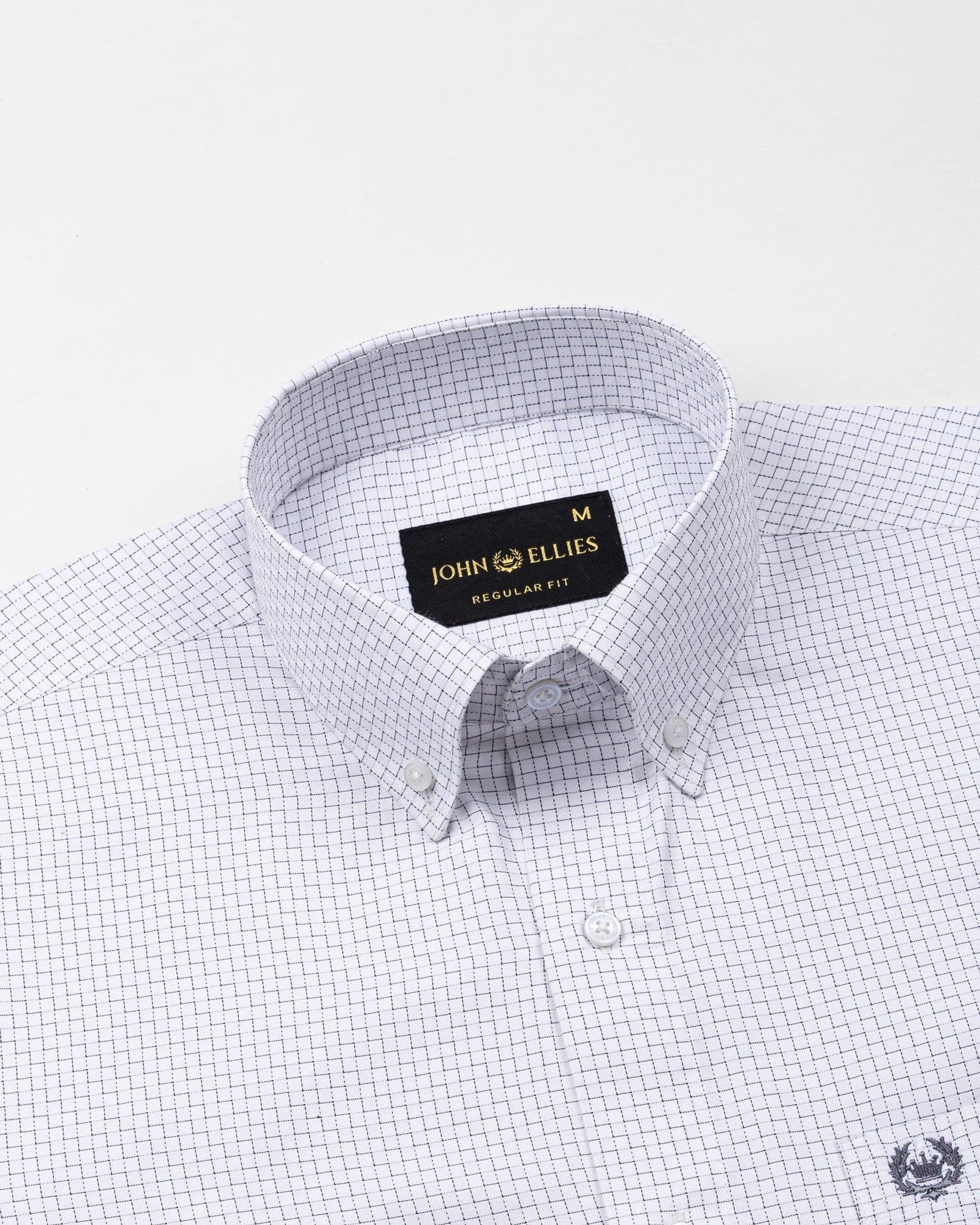 Dushan Grey Check Button Down Textured Cotton Shirt