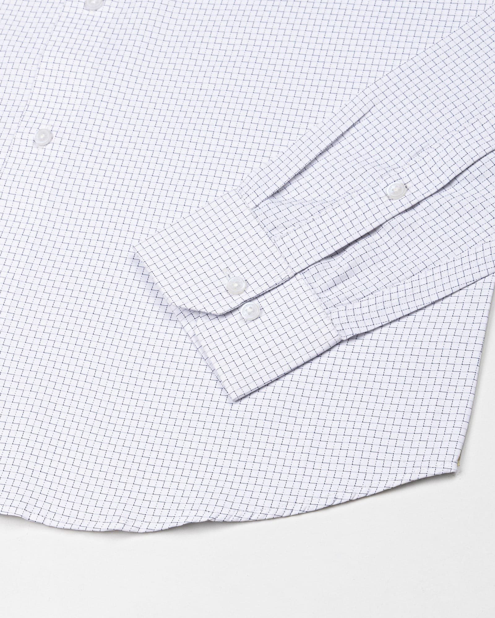 Dushan Grey Check Button Down Textured Cotton Shirt