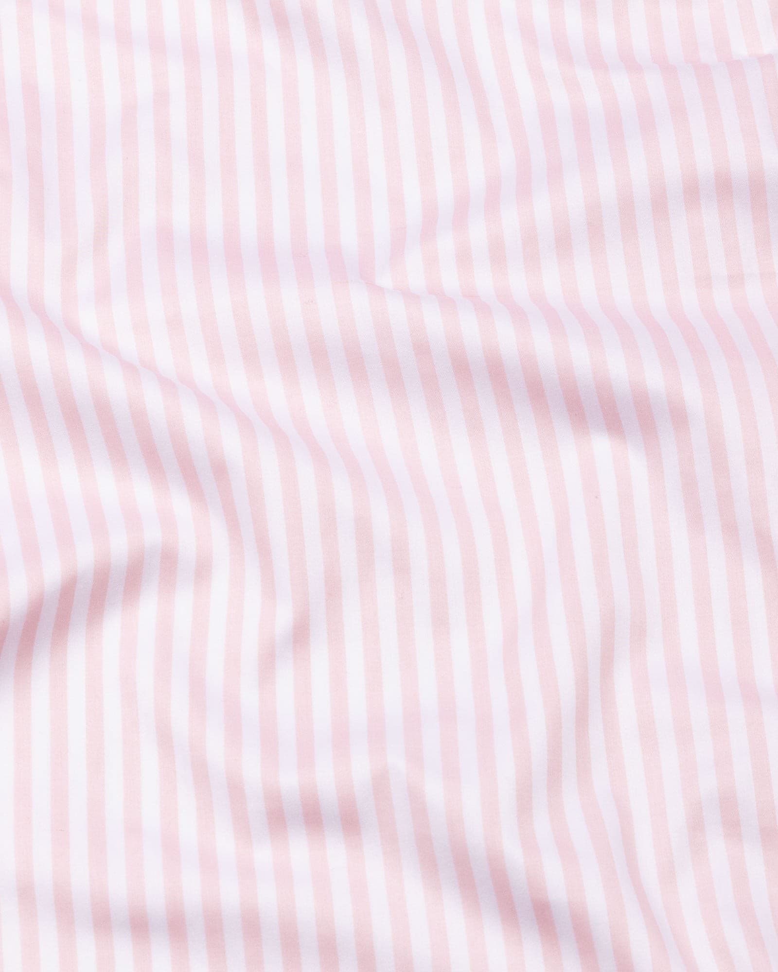 Cadenc Peach White Cuff Collar Cotton Stripes Shirt