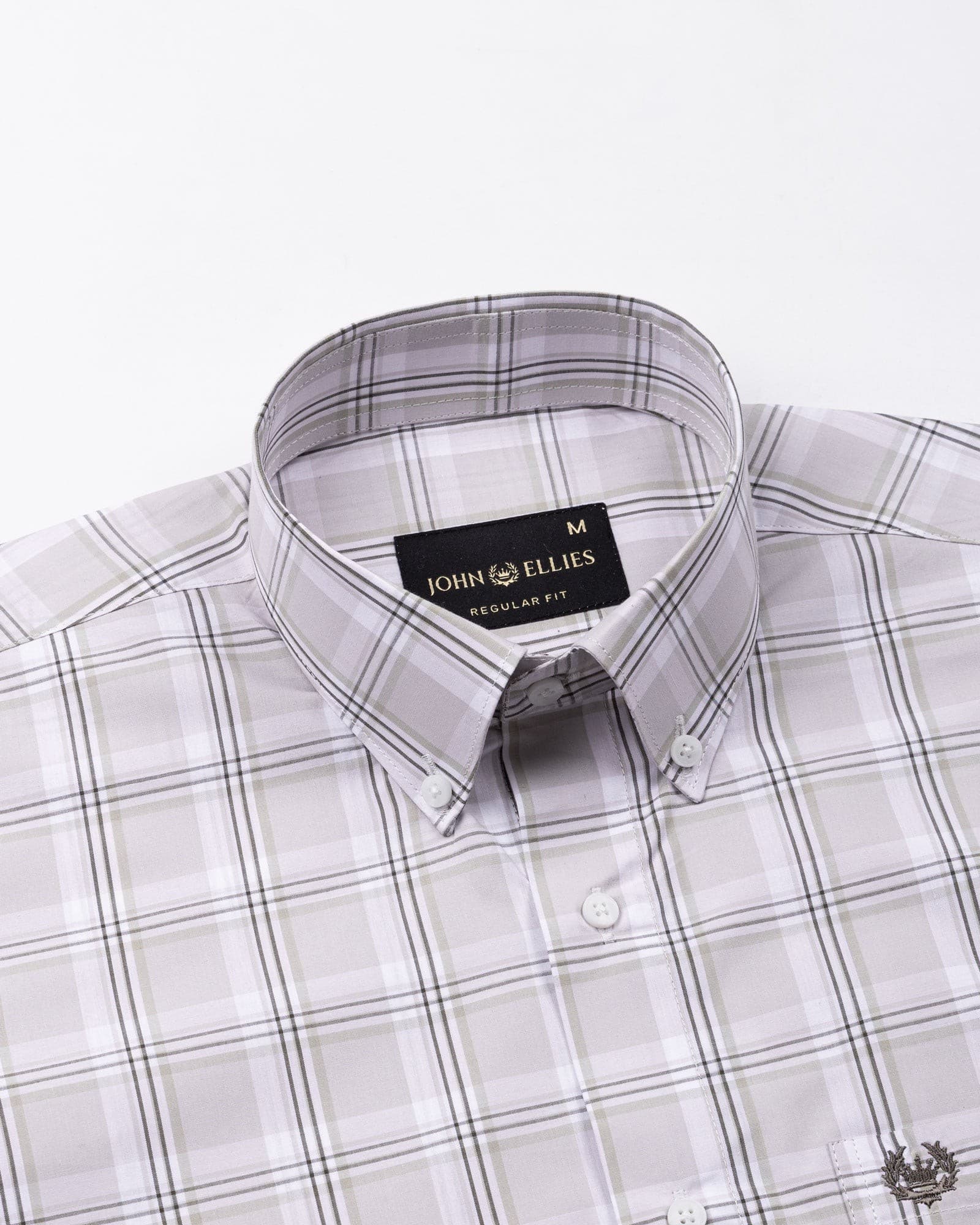 Gogh Beige Check Button Down Cotton Shirt