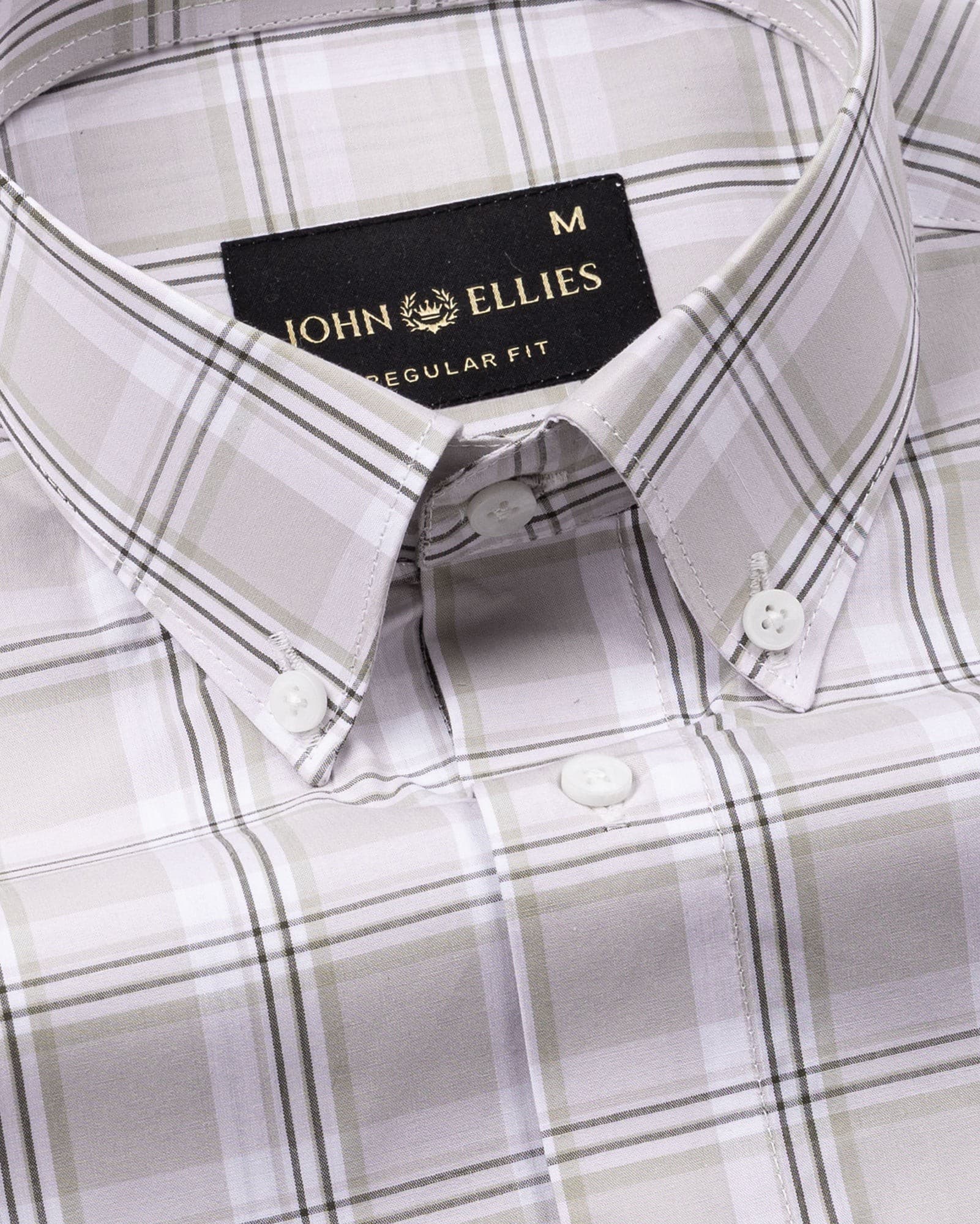 Gogh Beige Check Button Down Cotton Shirt