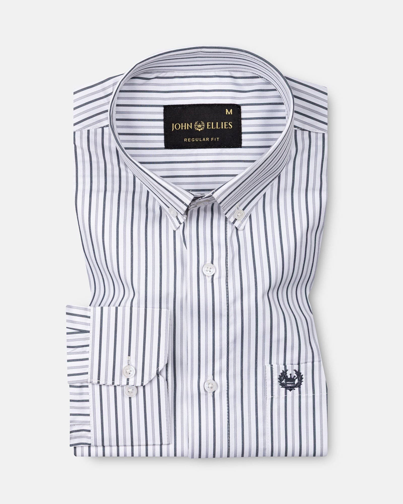Kalom Grey Stripes Button Down Cotton Shirt