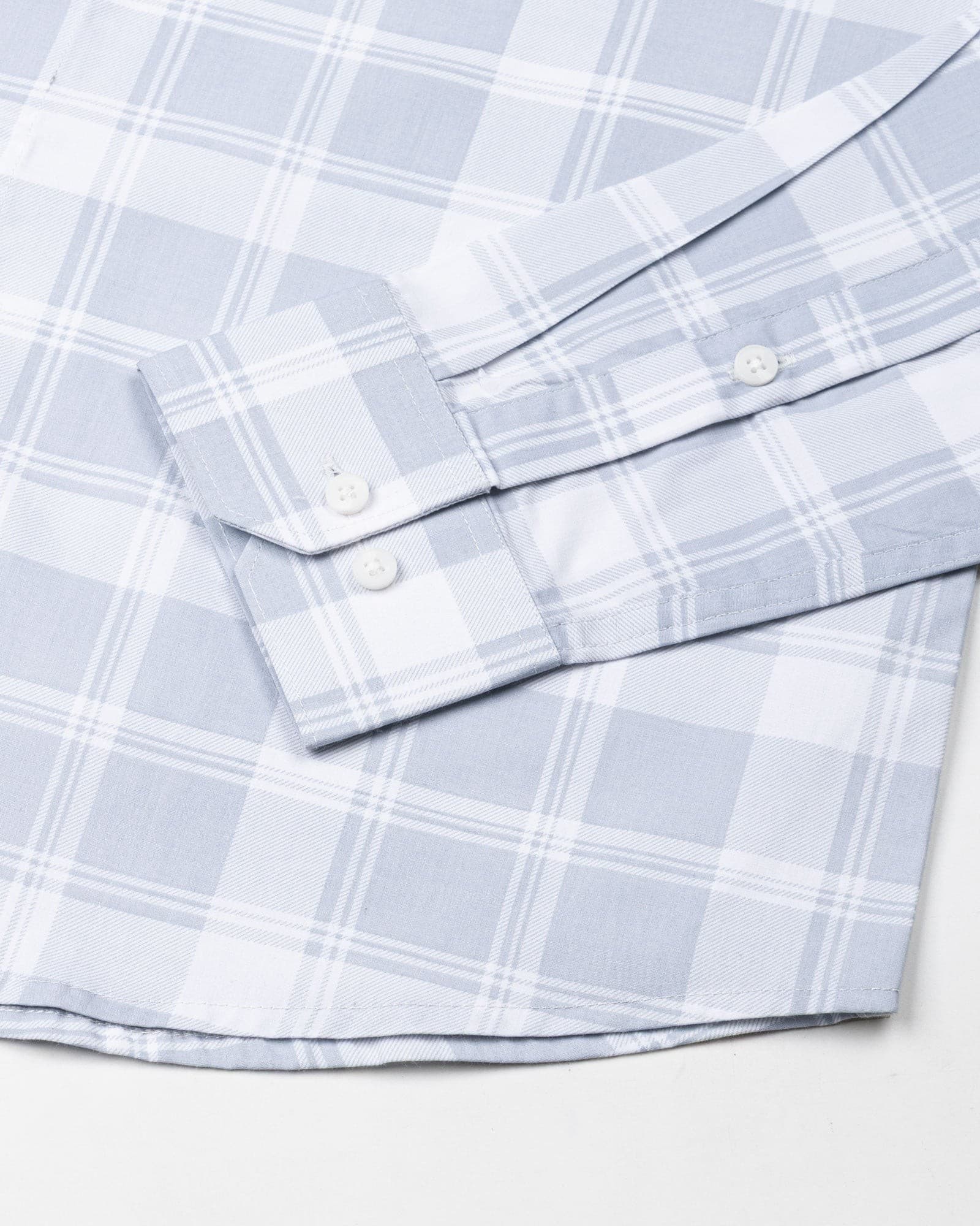 Gogh Soft Grey Check Button Down Cotton Shirt