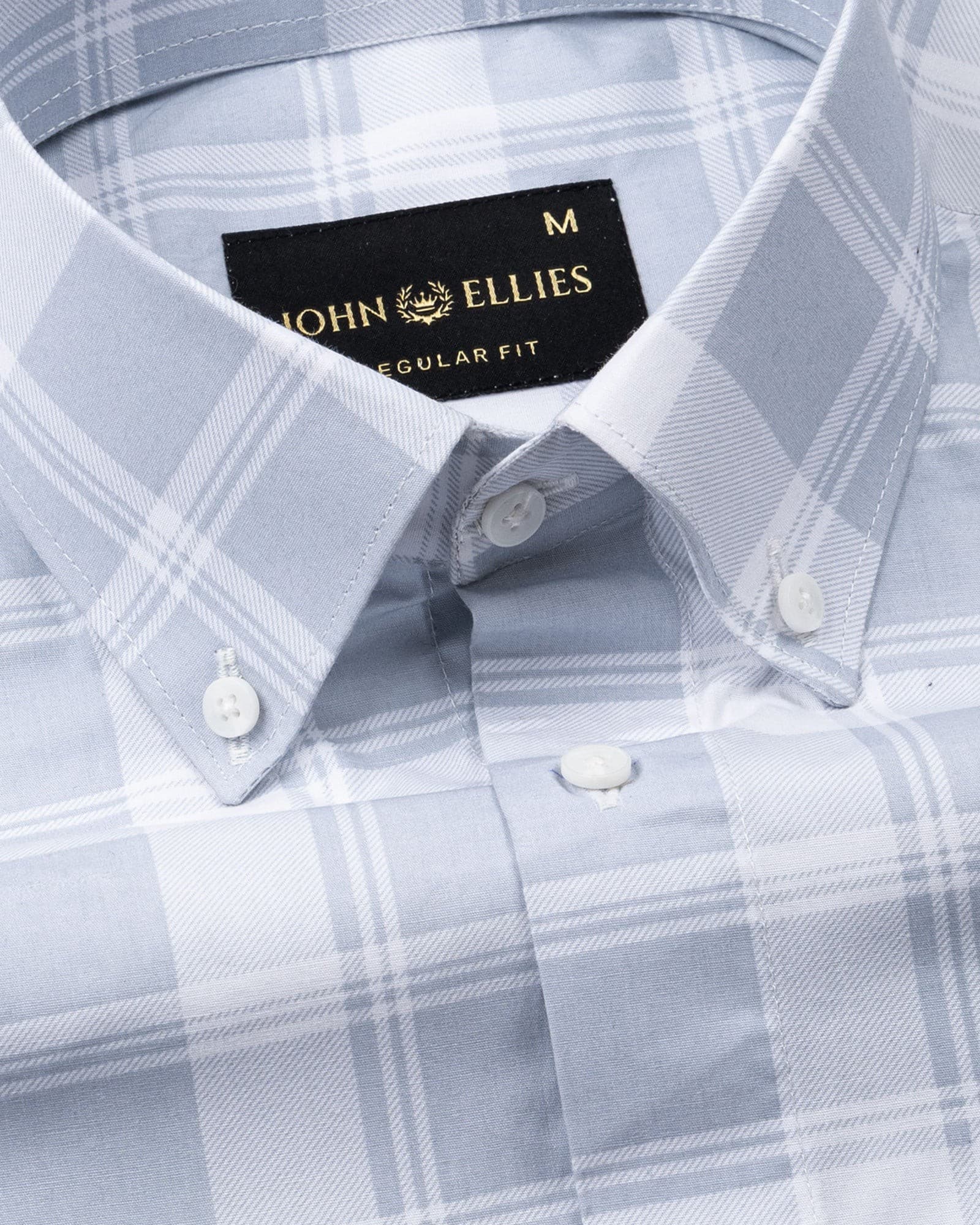 Gogh Soft Grey Check Button Down Cotton Shirt
