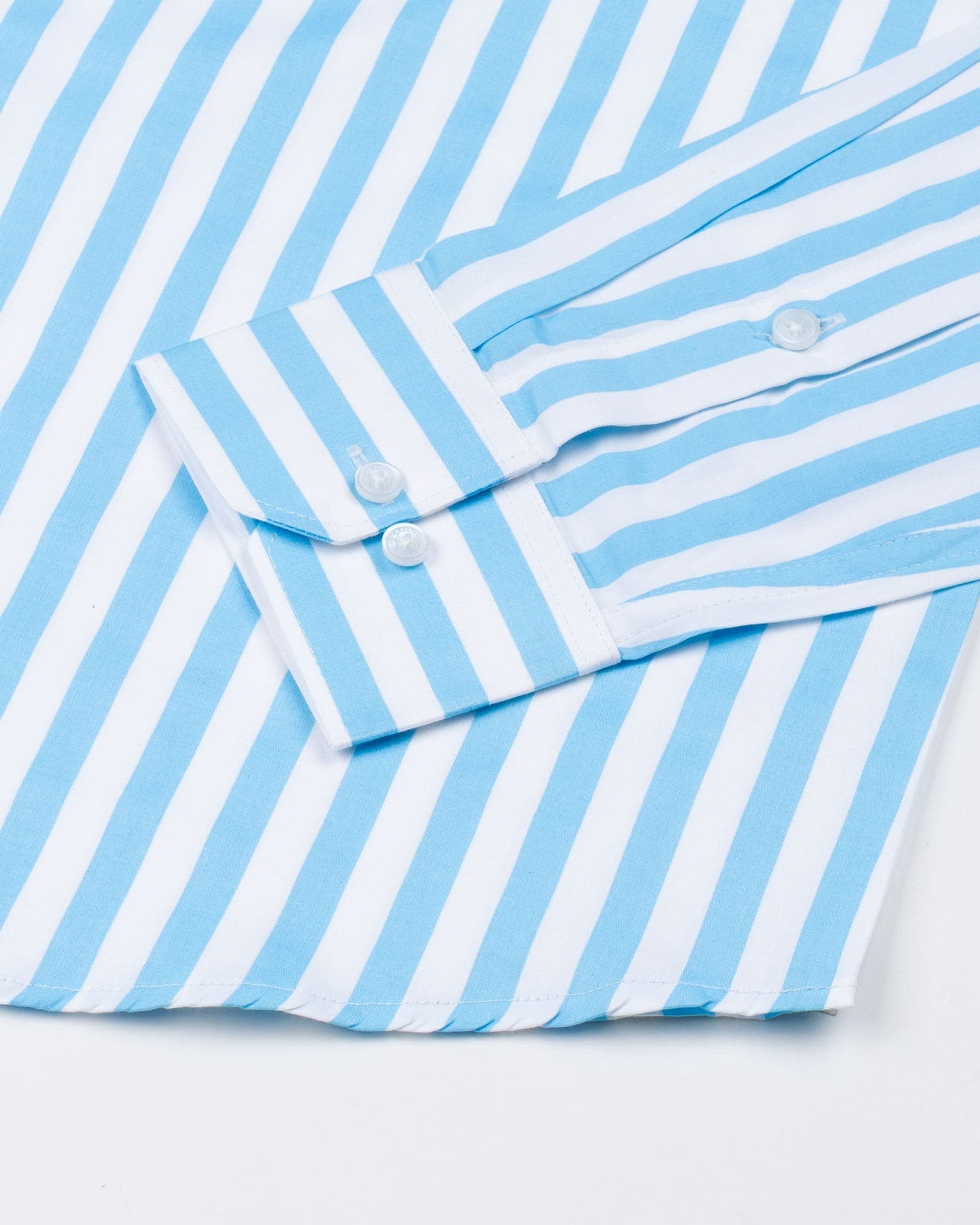 Holend Sky Blue Premium Cotton Stripes Shirt