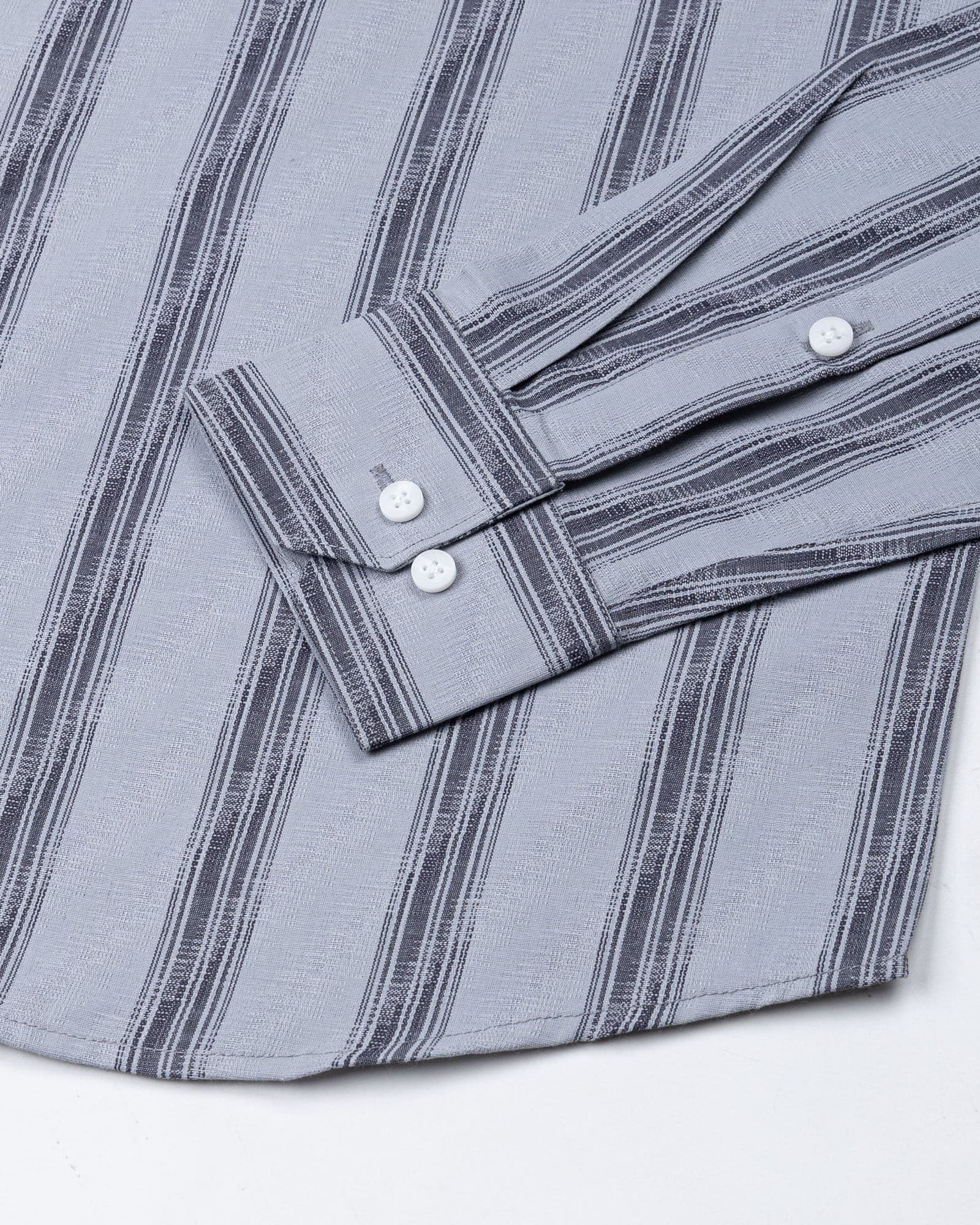 Rownin Grey Cotton Stripes Shirt