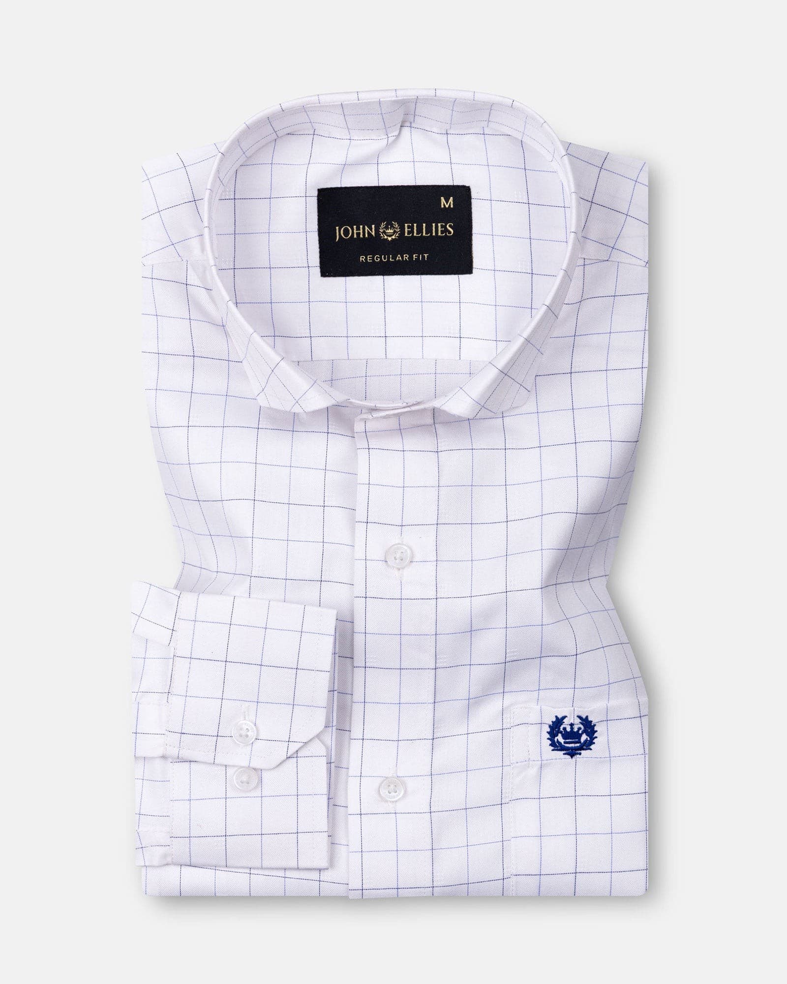 Regals White Check Cutaway Cotton Shirt
