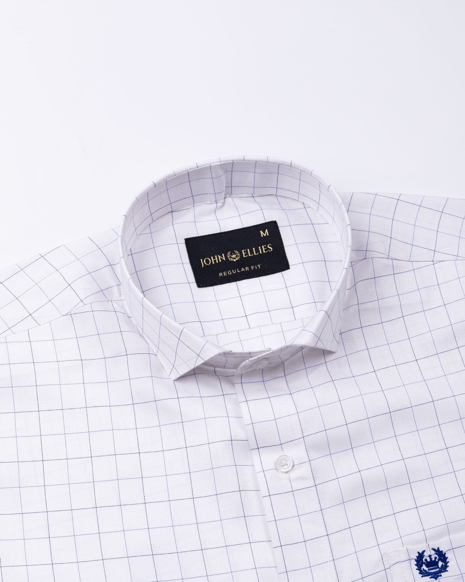 Regals White Check Cutaway Cotton Shirt