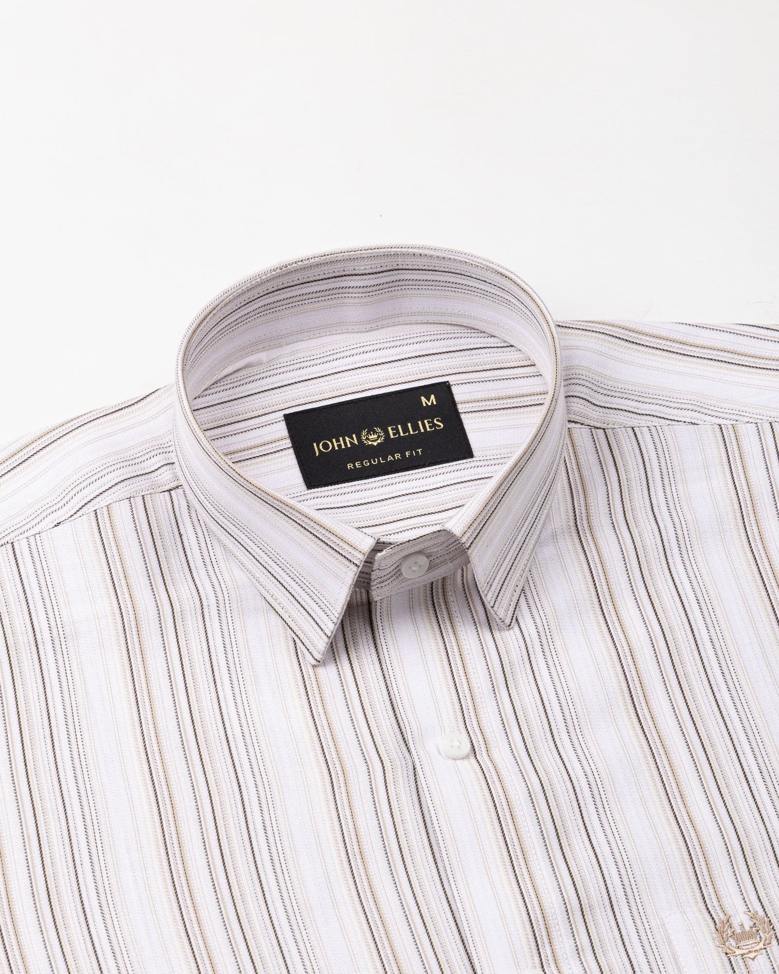 Rownin Brown Cotton Stripes Shirt