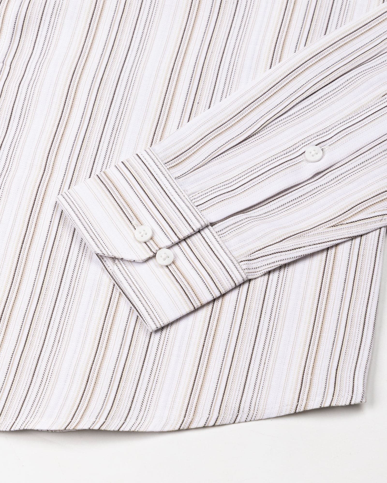 Rownin Brown Cotton Stripes Shirt