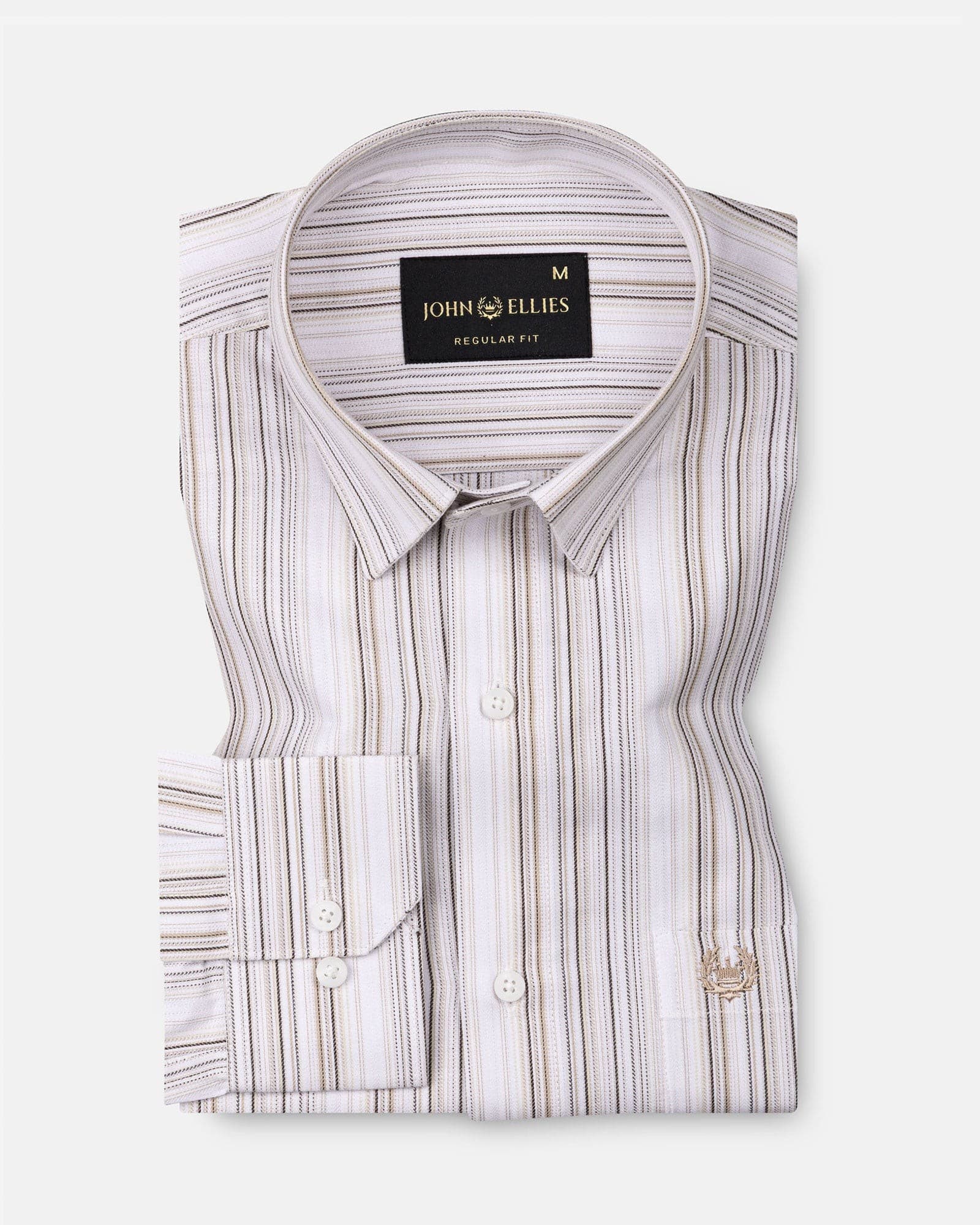 Rownin Brown Cotton Stripes Shirt