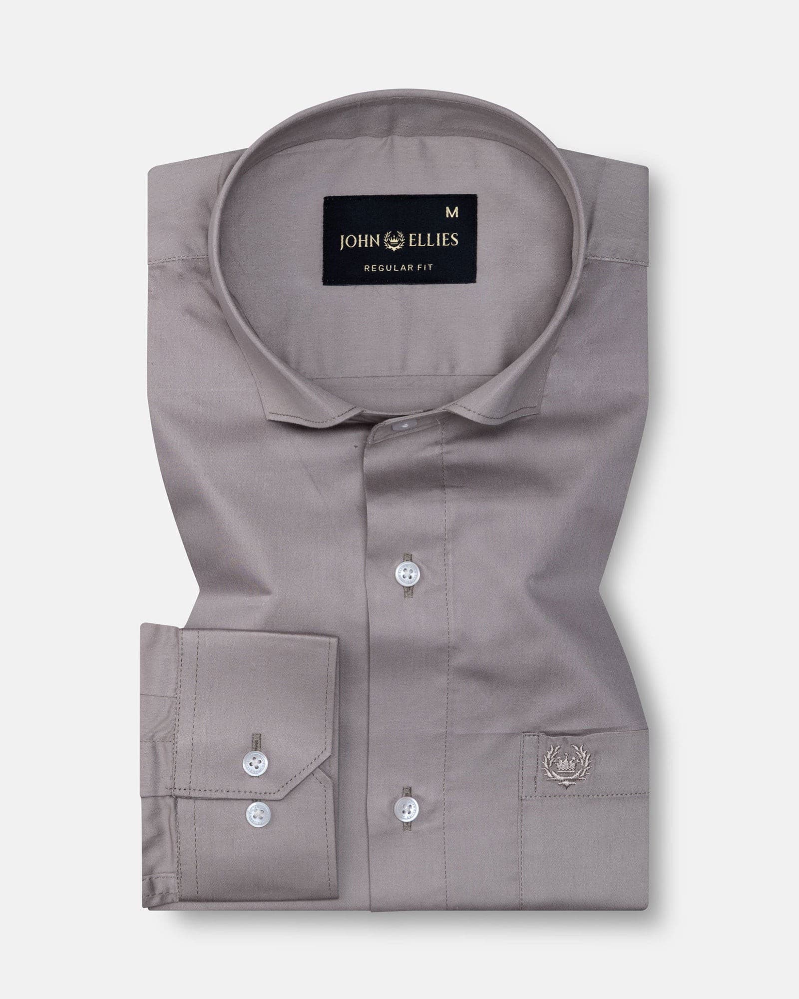 Luvris Warm Grey Plain Cutaway Premium Cotton Shirt