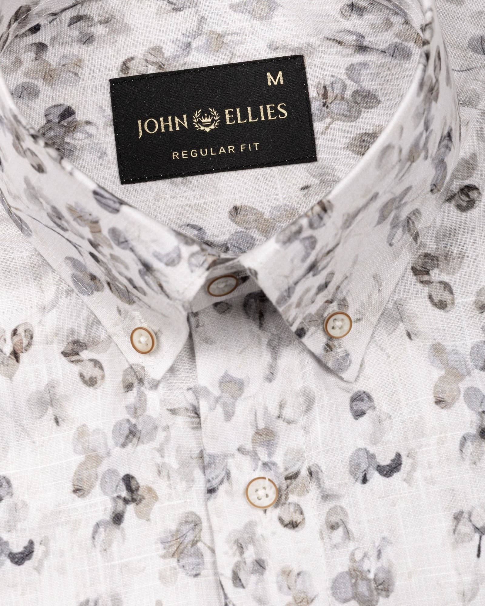 Dyncus Olive Floral Printed Linen Shirt