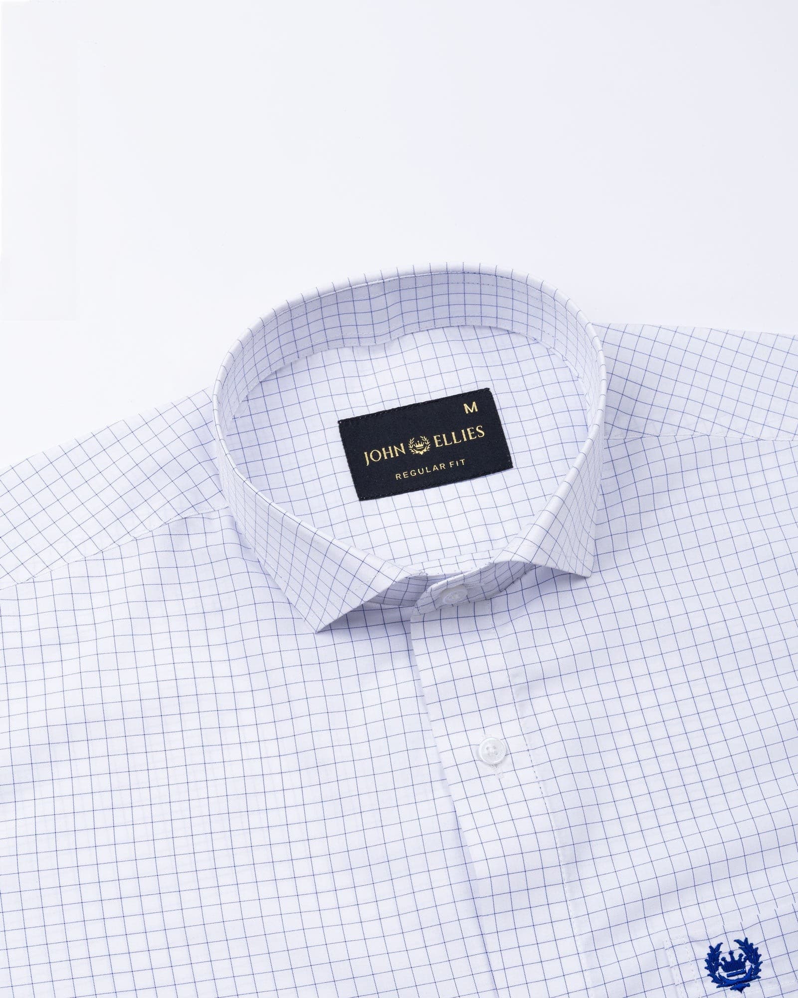 Regals Navy Blue Check Cutaway Cotton Shirt
