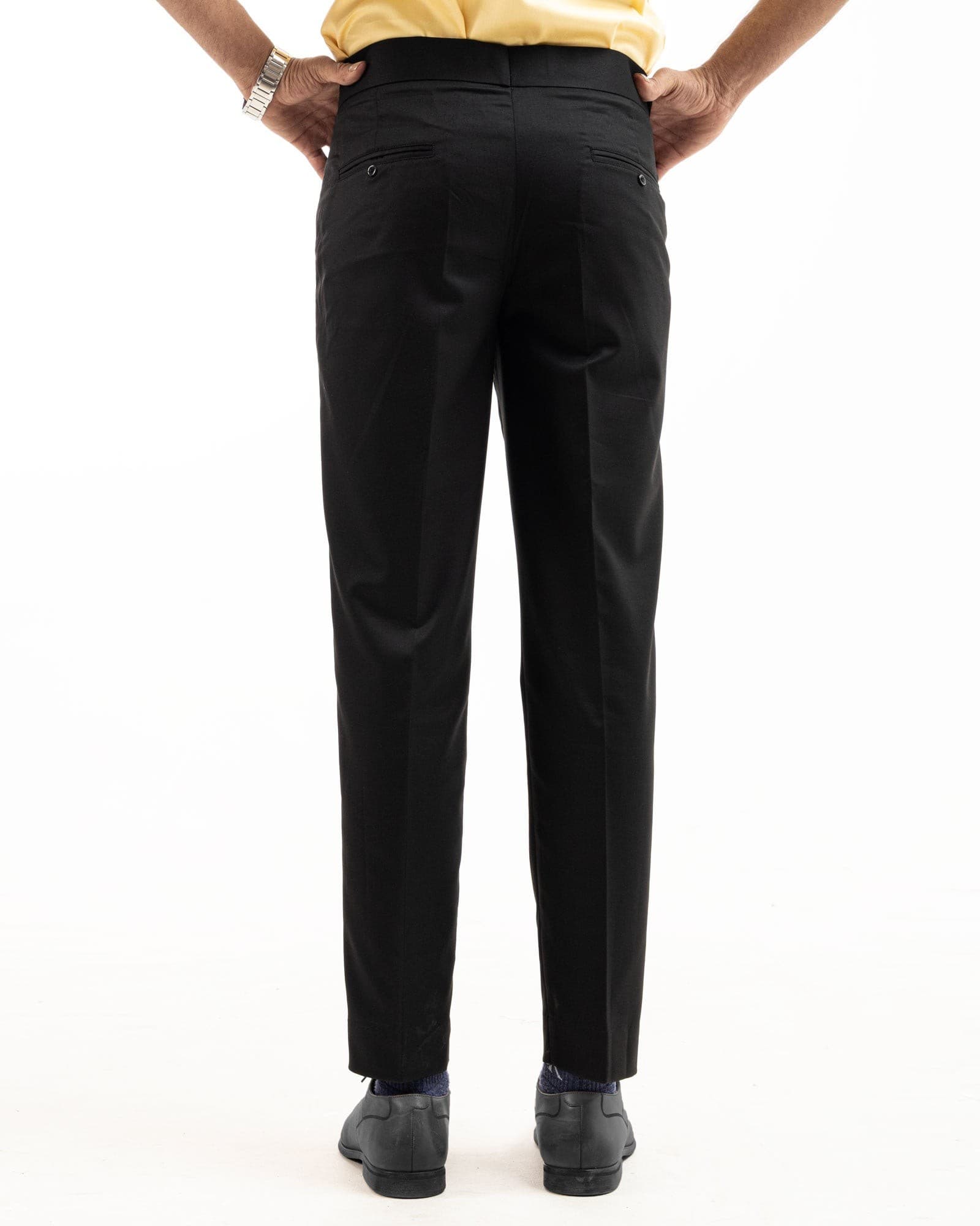 Iscen Black Formal Cotton Neapolitan Pant