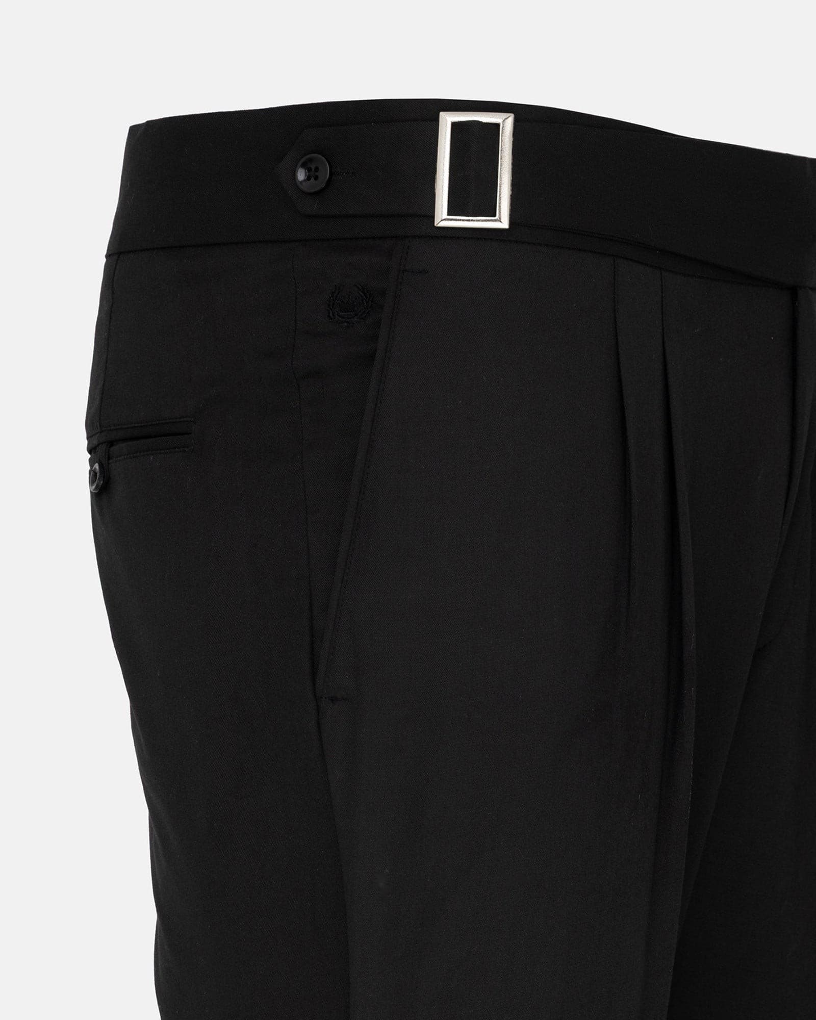 Iscen Black Formal Cotton Neapolitan Pant