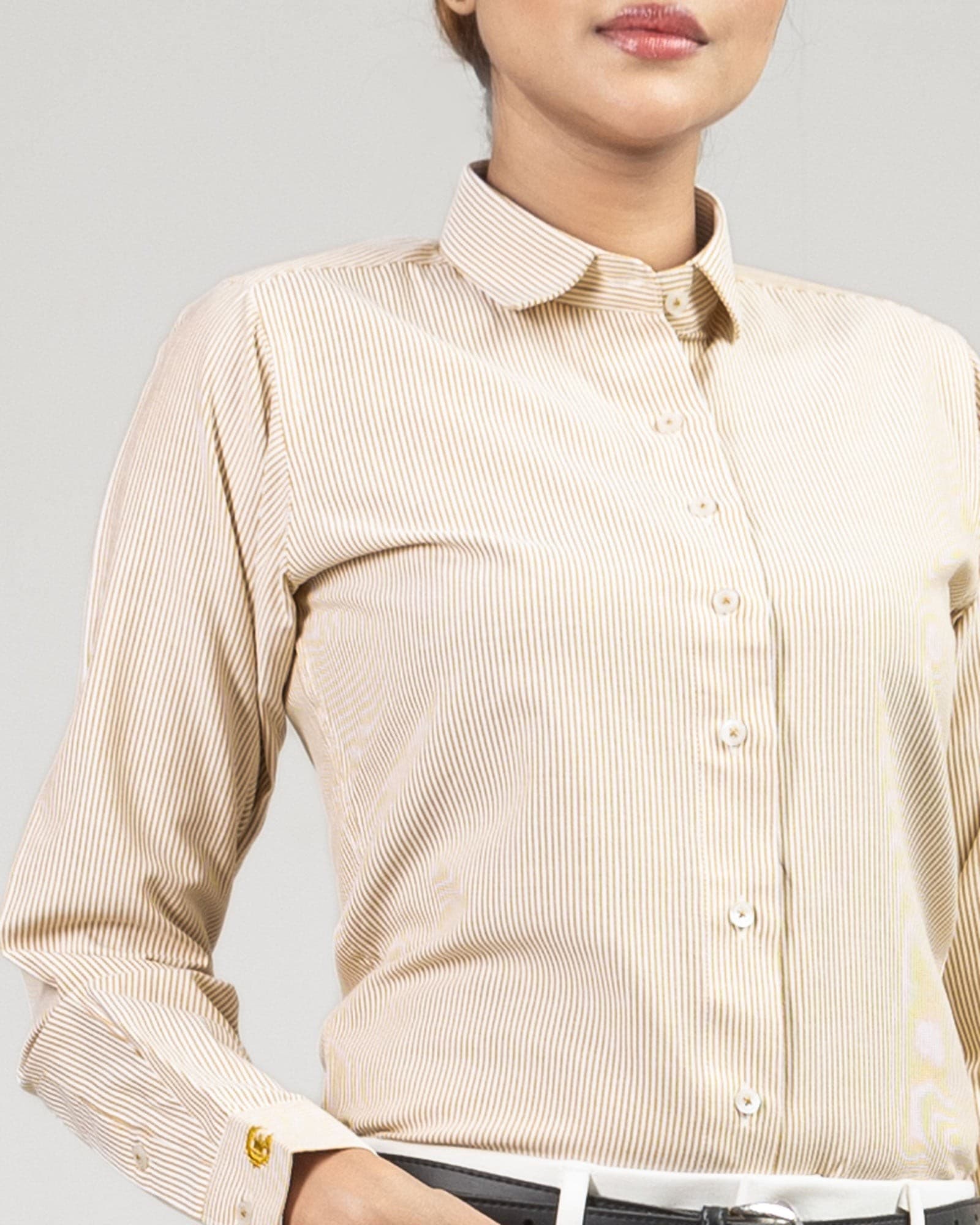 Strata Gold Stripes Oxford Cotton Women Shirt