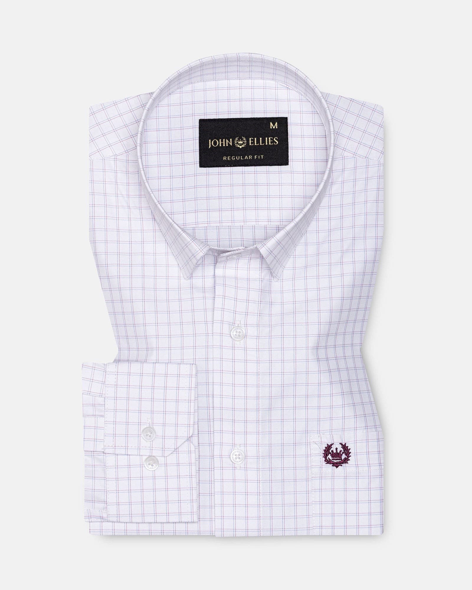Helston Maroon Check Cotton Shirt