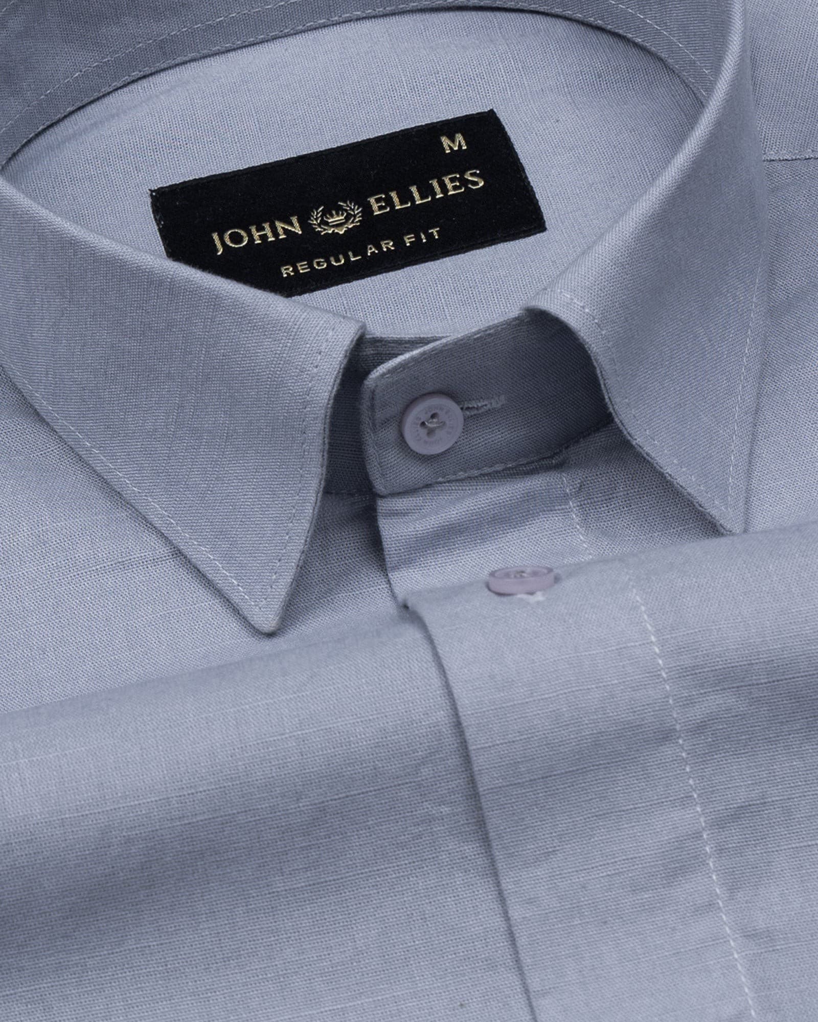 Amess Silver Plain Linen Shirt