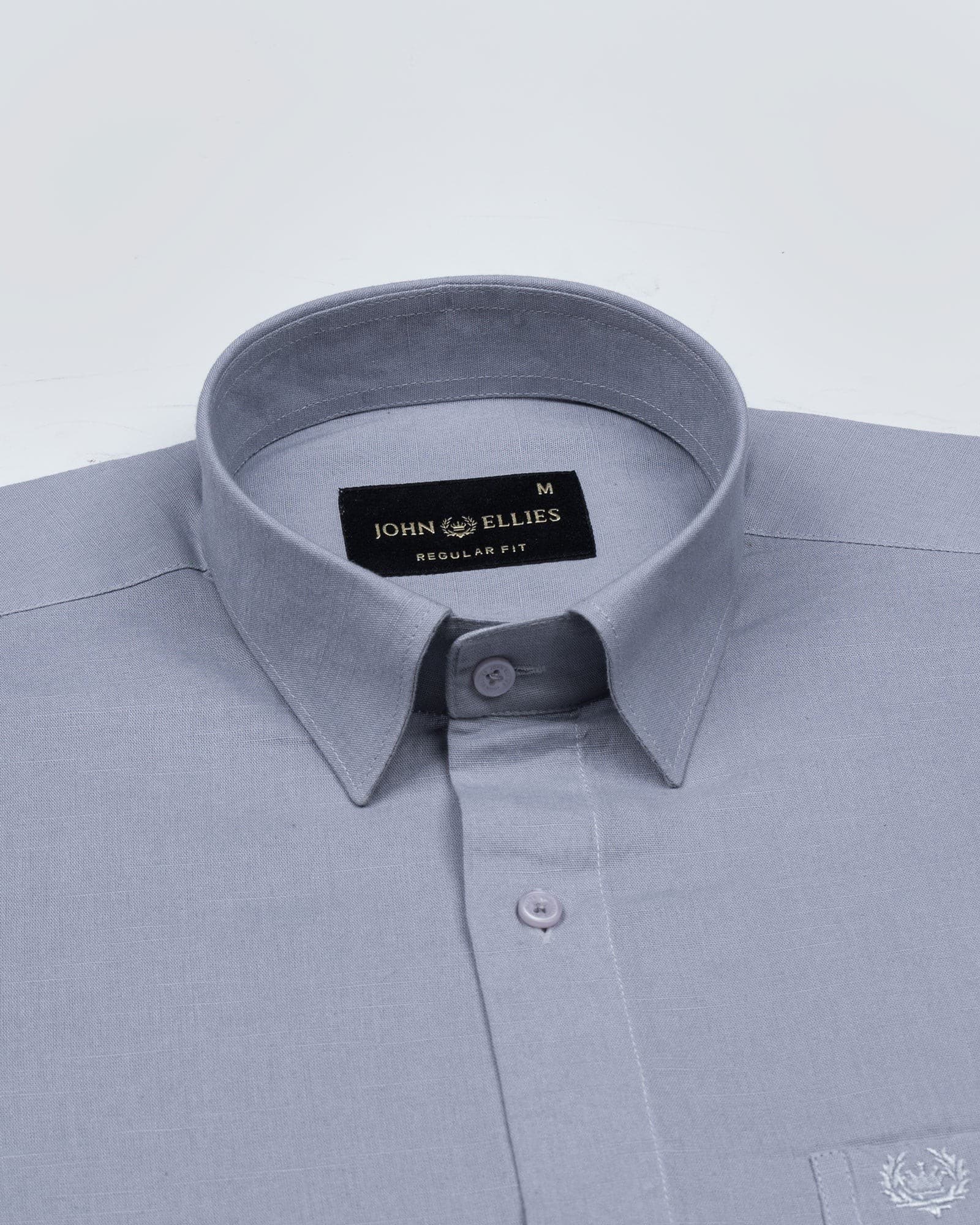 Amess Silver Plain Linen Shirt