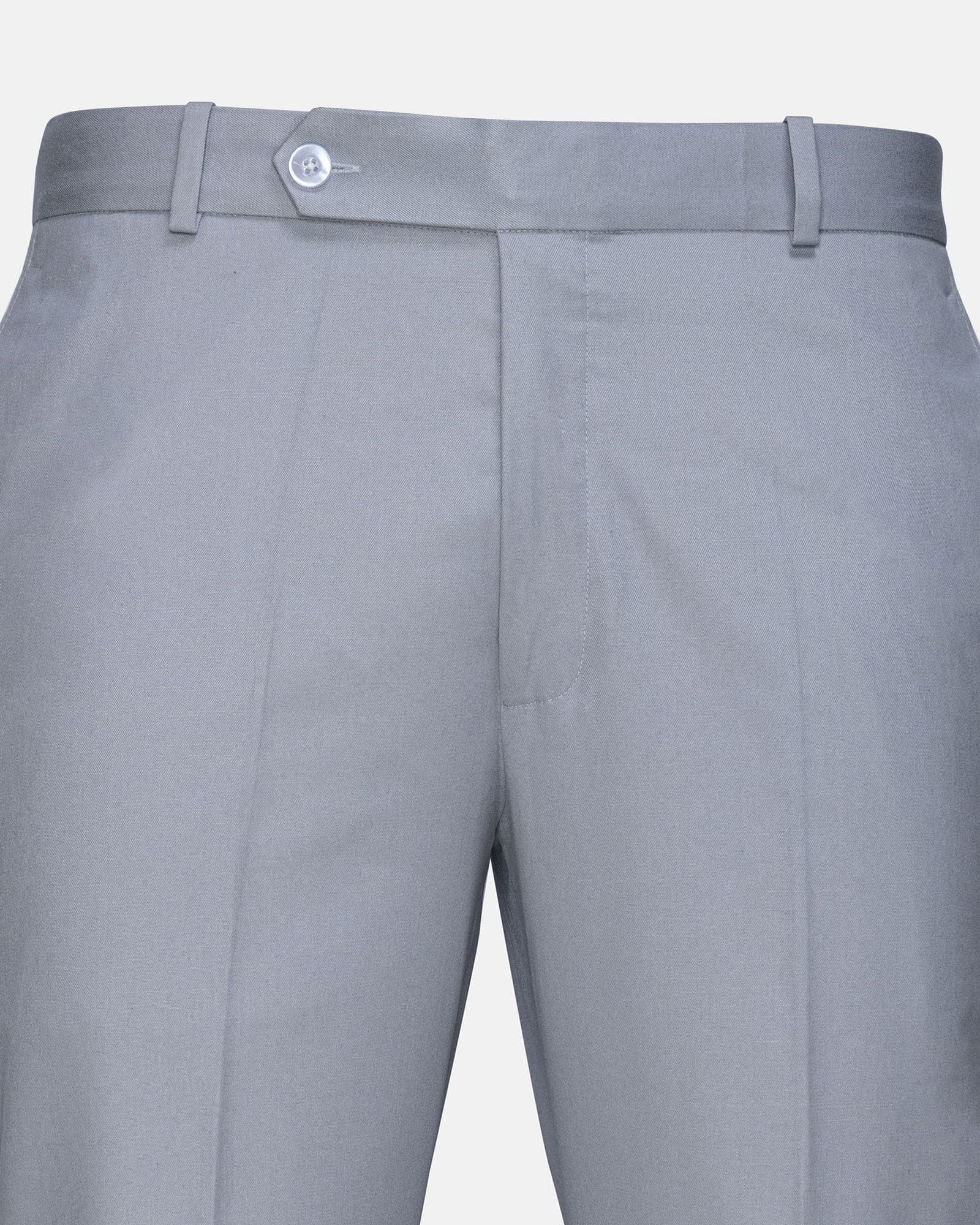 Canes Silver Plain Formal Cotton Pant