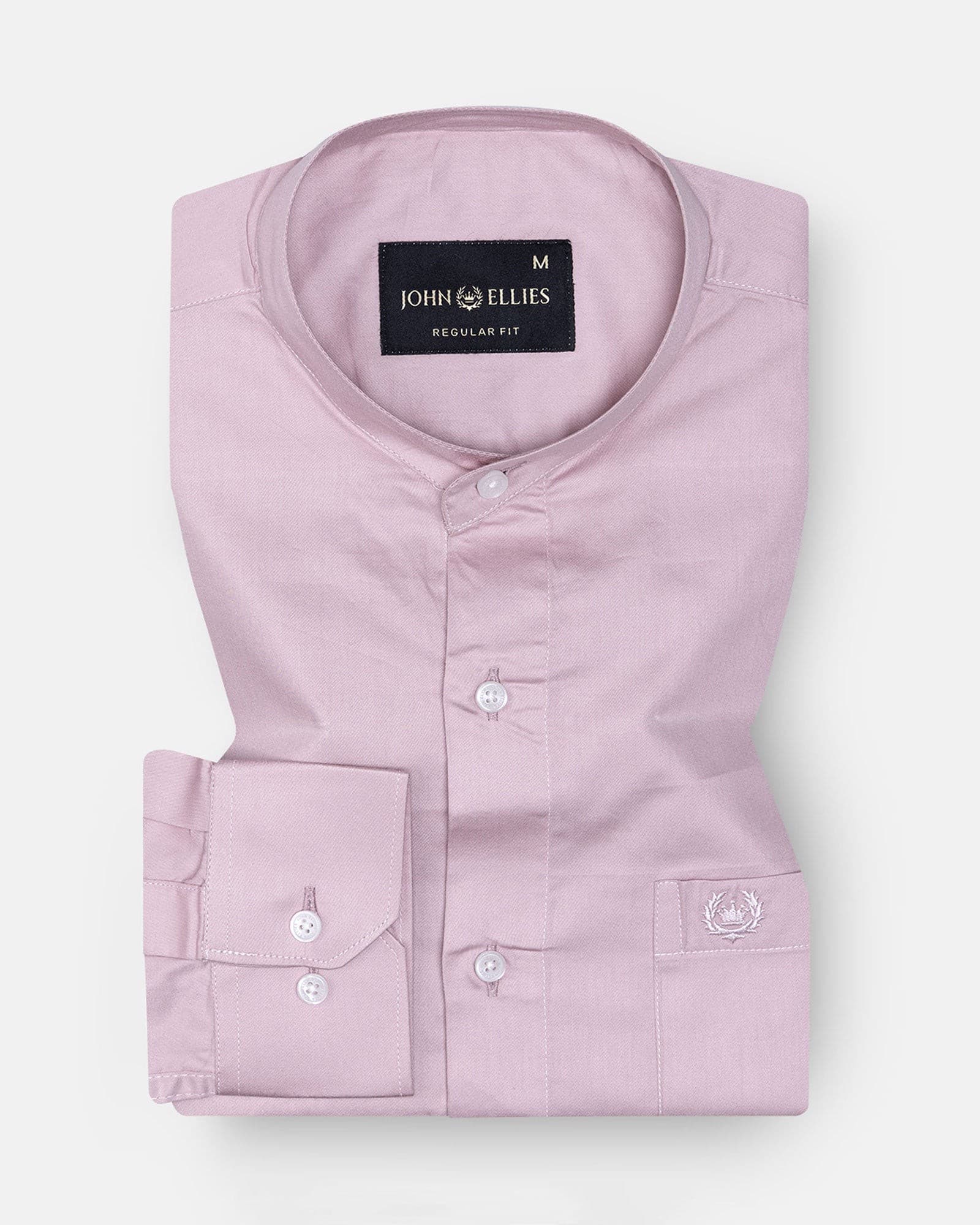 Arden Pink Plain Mandarin Giza Cotton Shirt