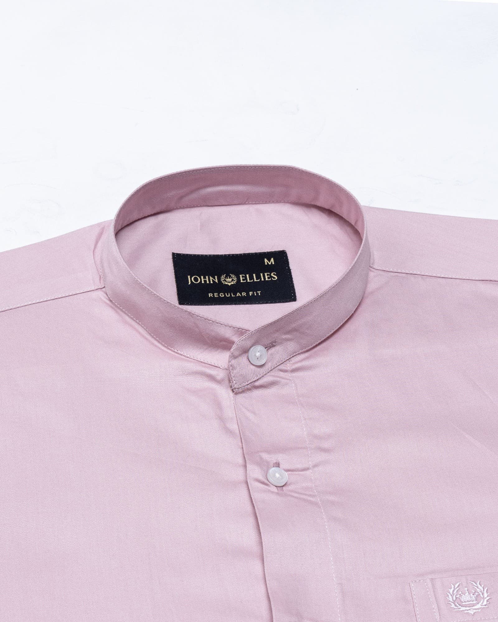Arden Pink Plain Mandarin Giza Cotton Shirt