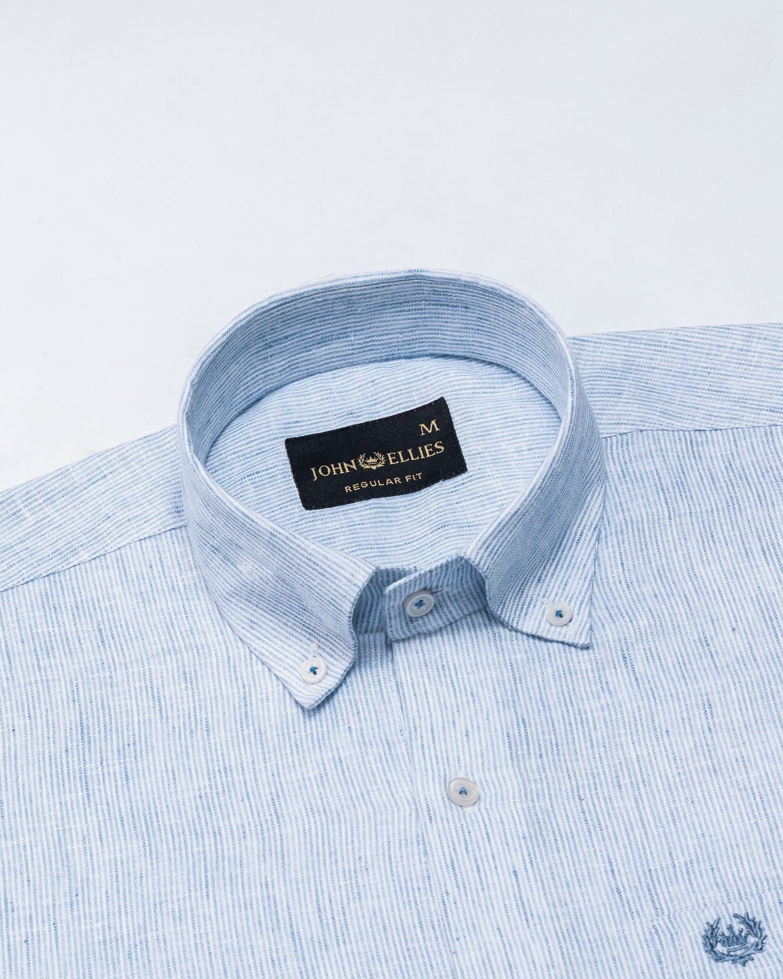 Macbeth Sky Blue Stripe Button Down Linen Shirt