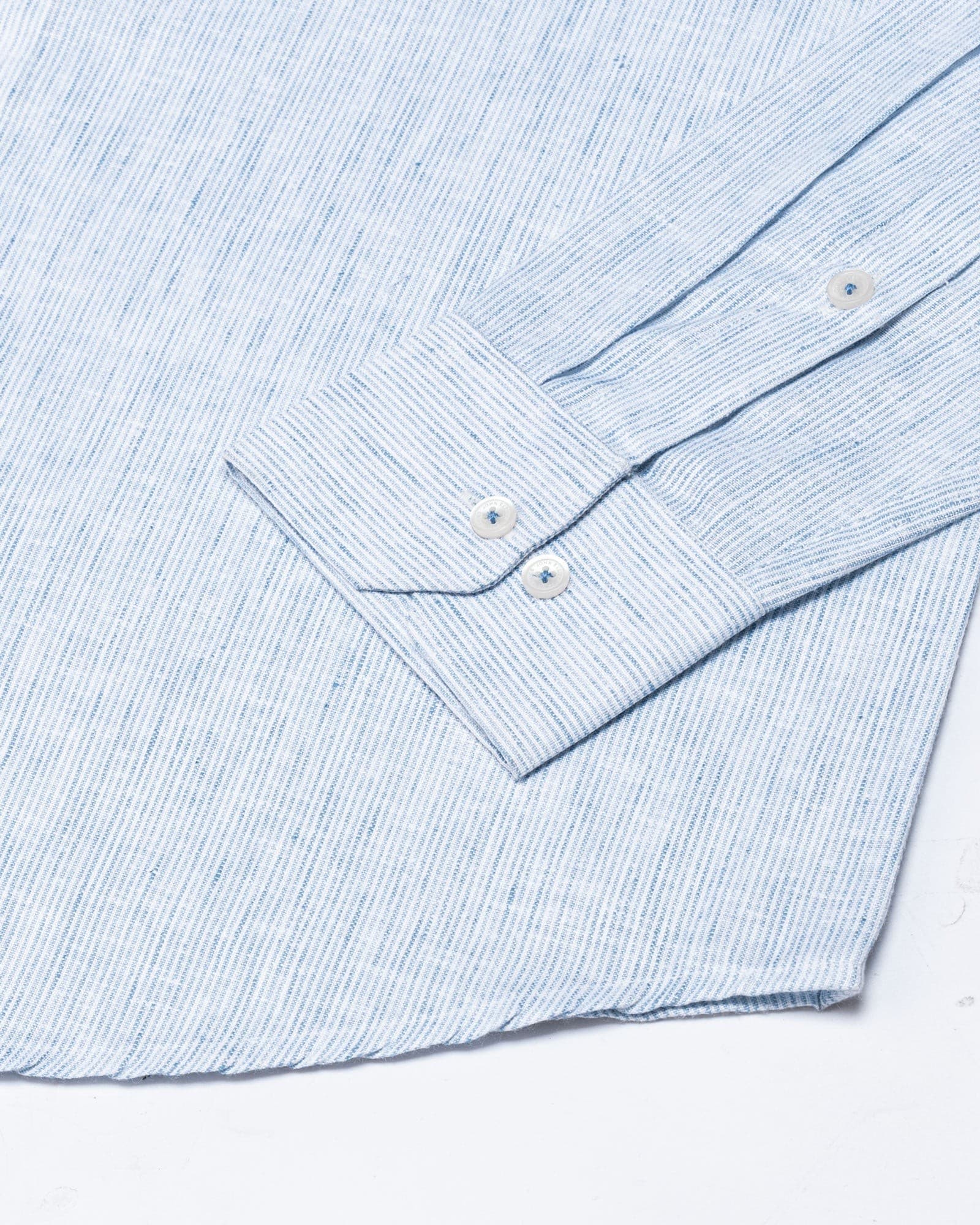 Macbeth Sky Blue Stripe Button Down Linen Shirt