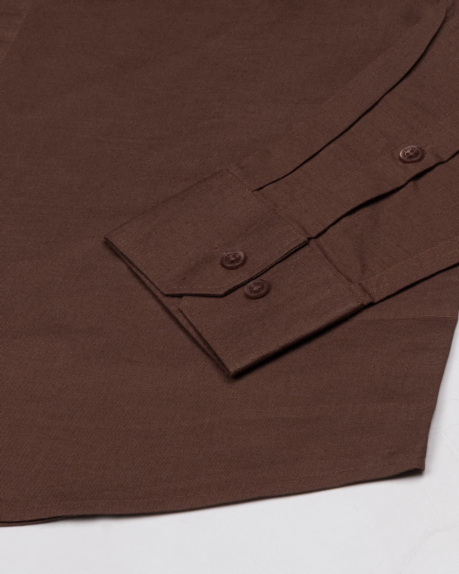 Amess Brown Plain Linen Shirt