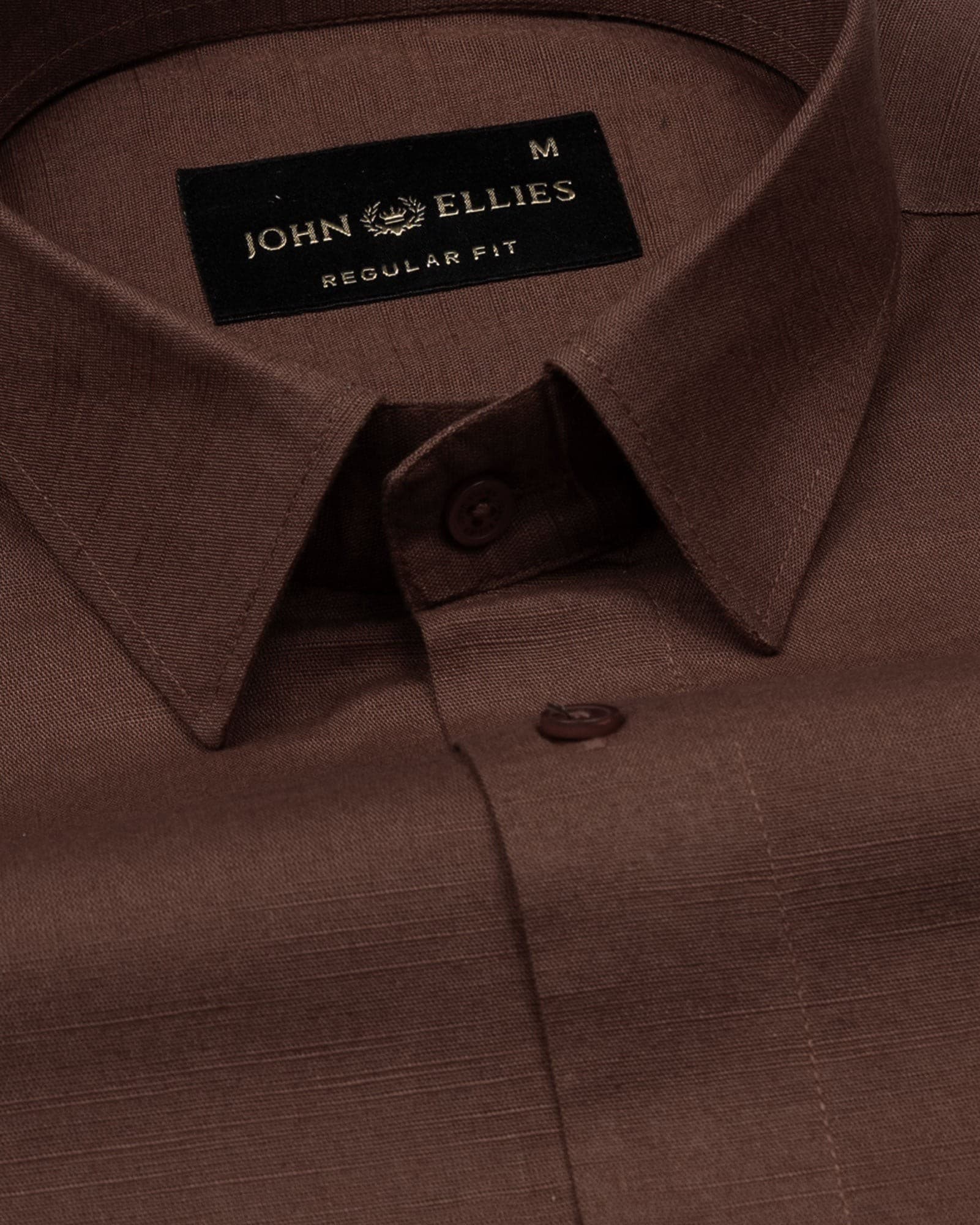 Amess Brown Plain Linen Shirt