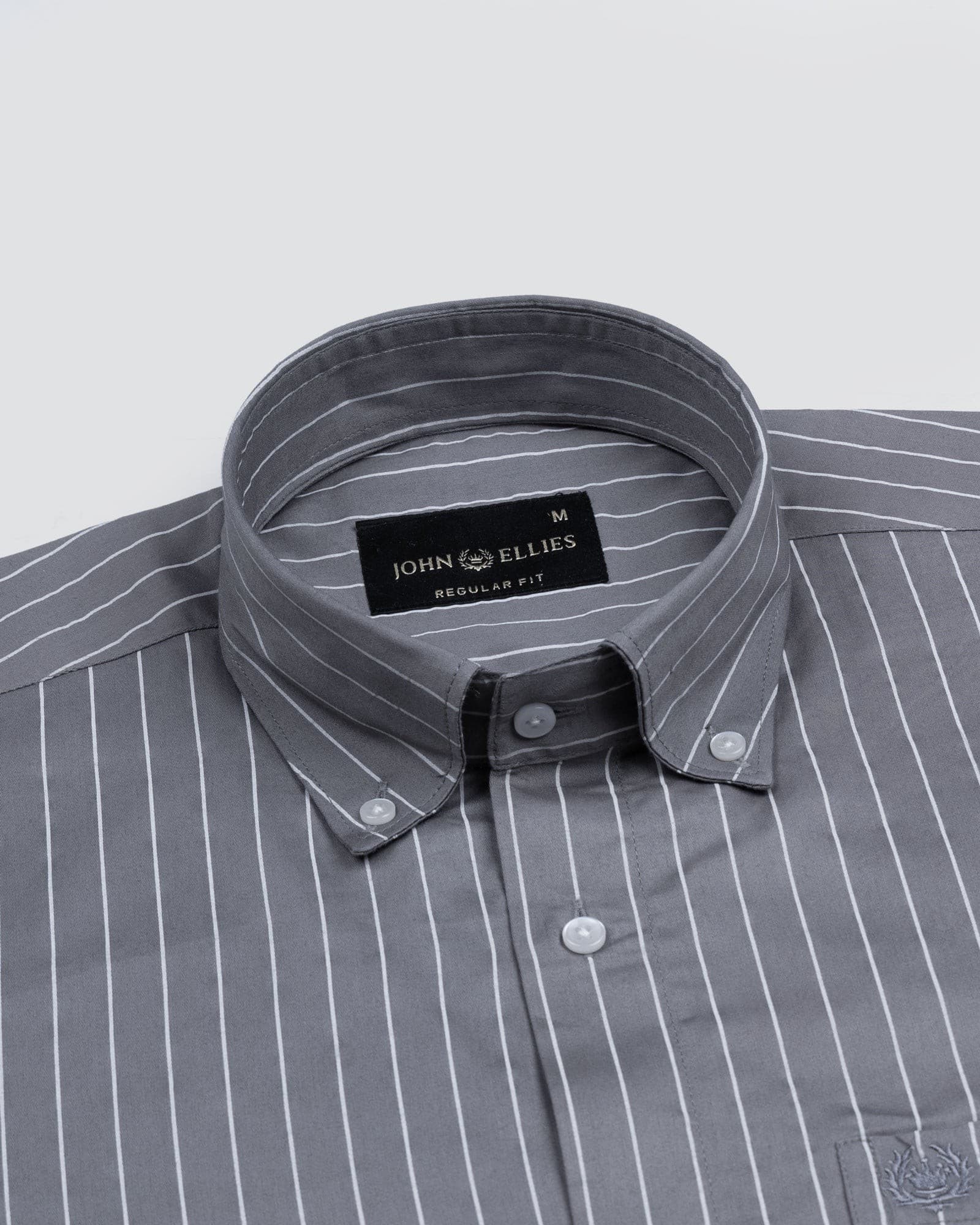 Orter Grey Stripes Button Down Premium Cotton Shirt