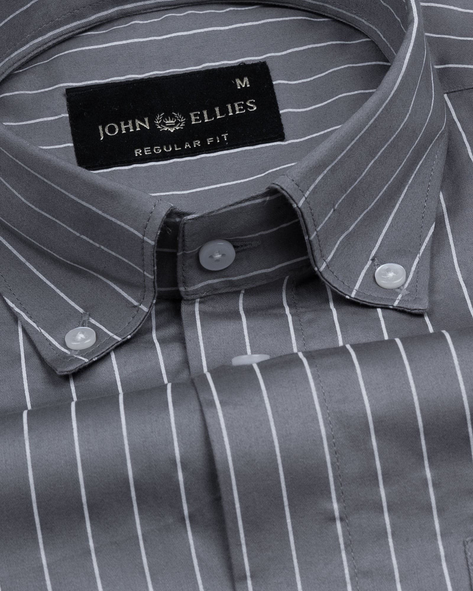 Orter Grey Stripes Button Down Premium Cotton Shirt